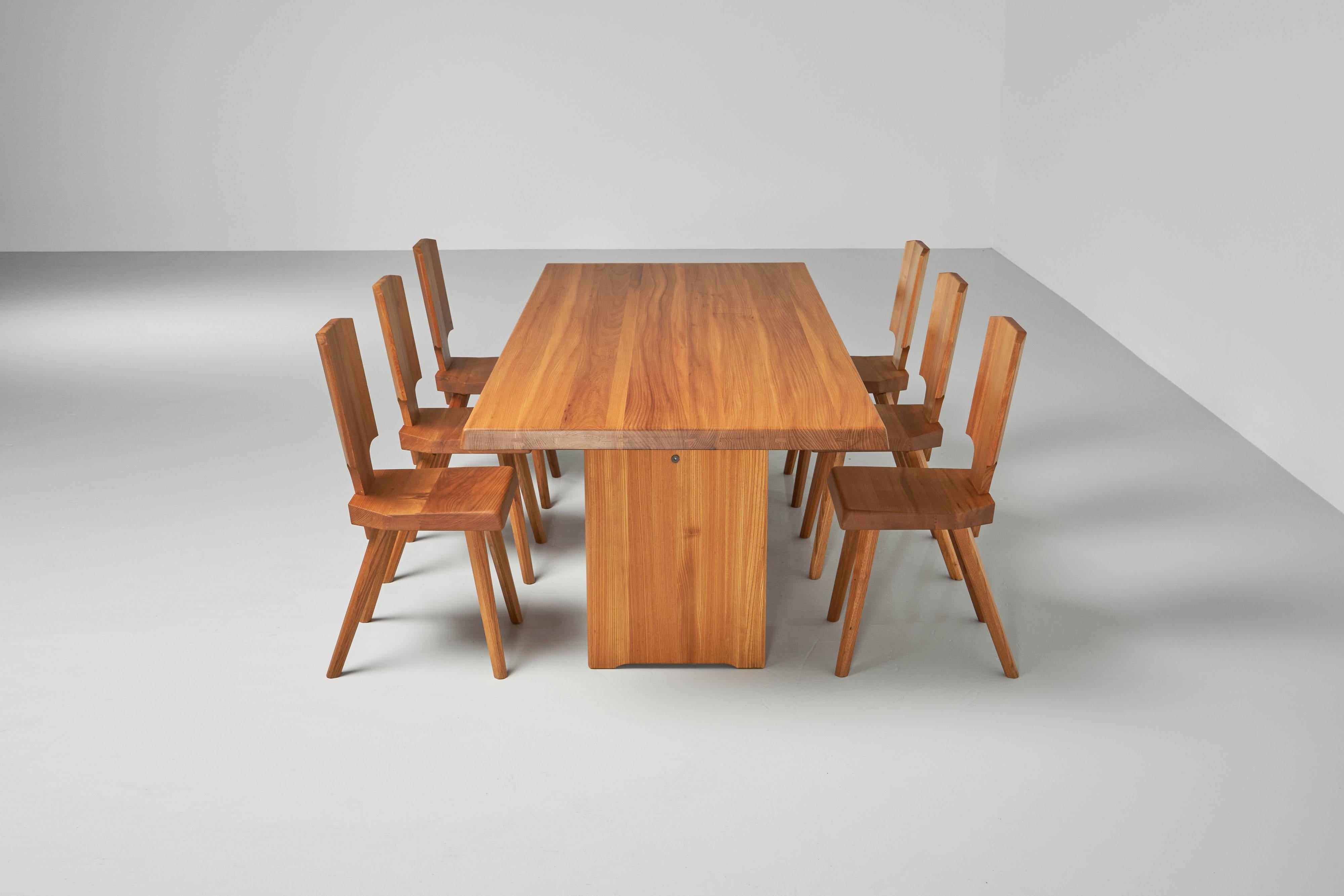 Pierre Chapo T14D dining table in elm France 1963 9