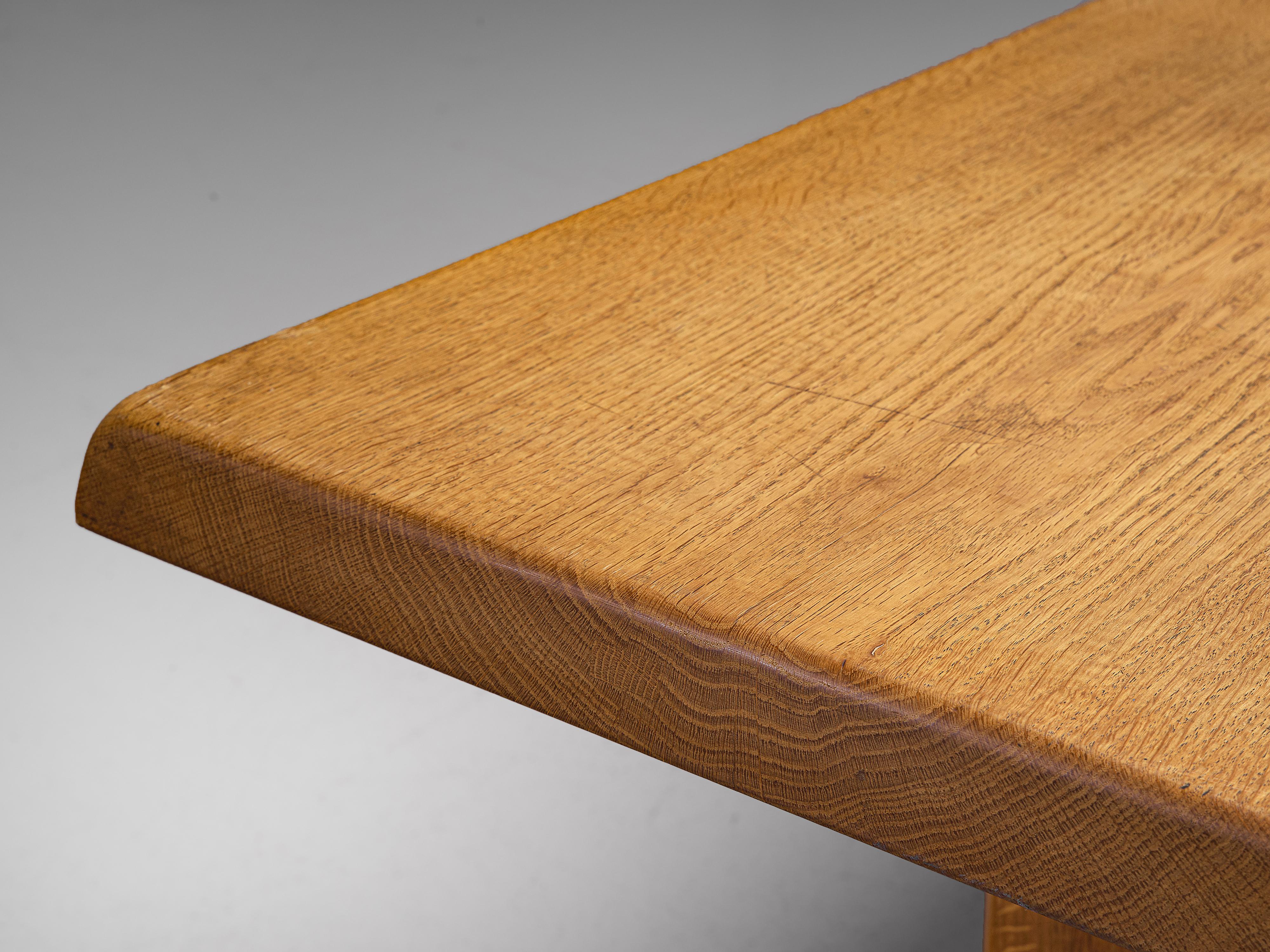 Pierre Chapo 'T14D' Dining Table in Solid Oak In Good Condition In Waalwijk, NL