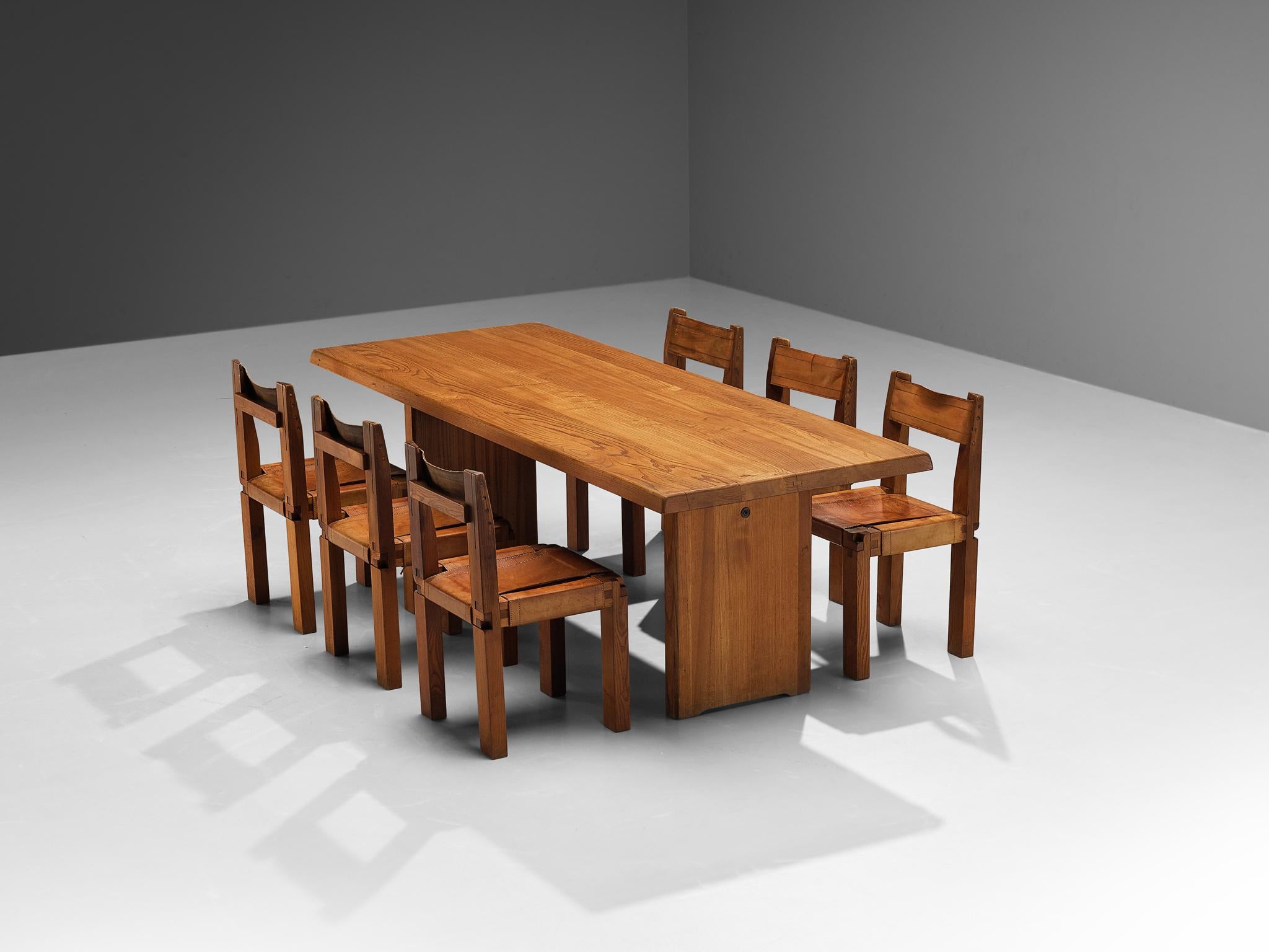 Pierre Chapo 'T14D' Table in Solid Elm  For Sale 8