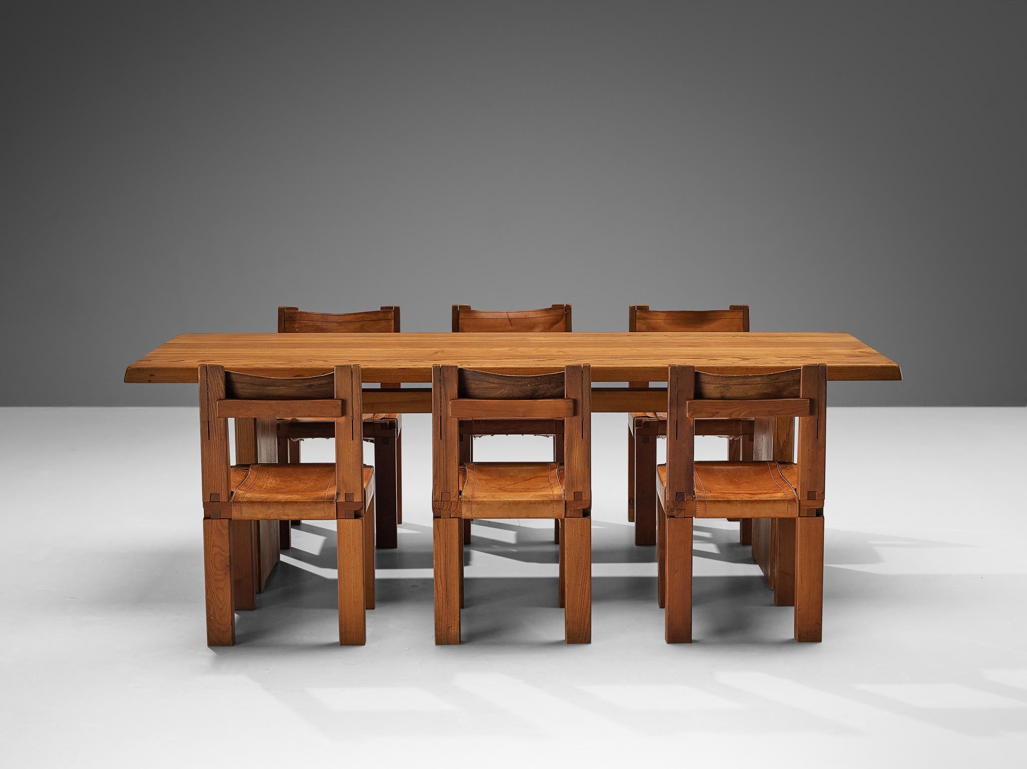 Pierre Chapo 'T14D' Table in Solid Elm  For Sale 9