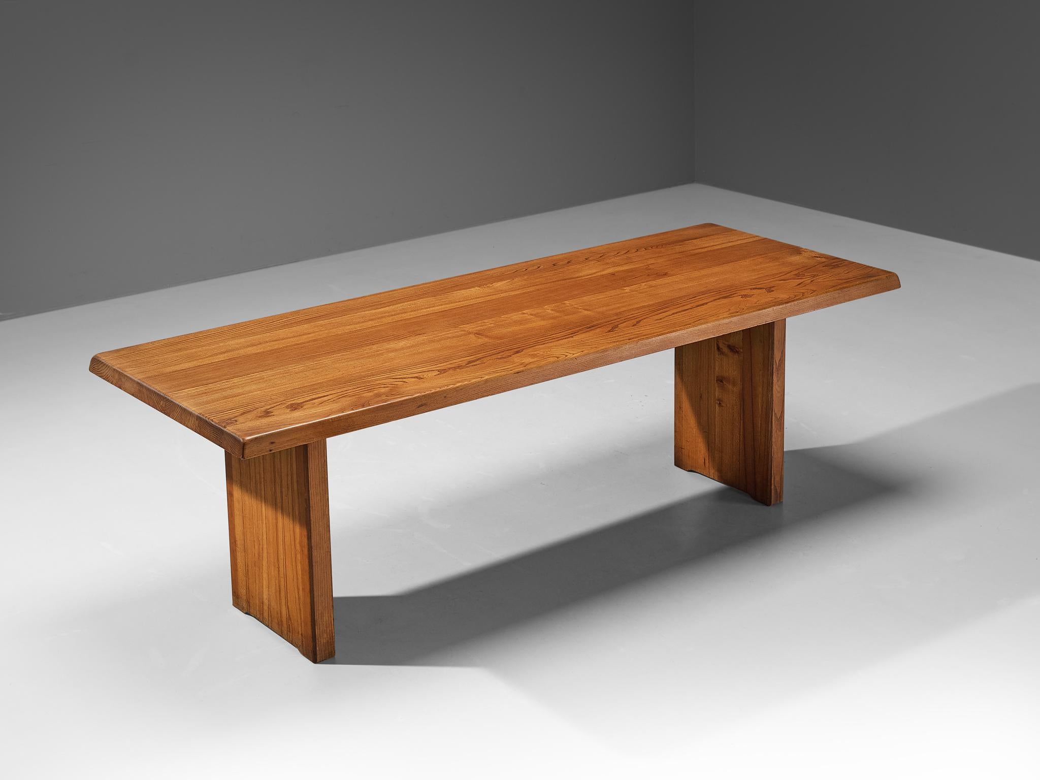 Pierre Chapo, dining table model 'T14D', elm, France, design 1964

This T14D dining table is one of the early editions designed by Pierre Chapo, known for his hallmark use of solid elmwood and a commitment to pure and clean design and construction