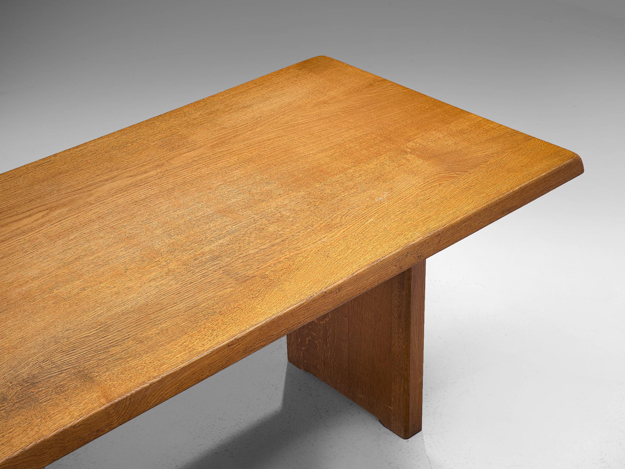 Pierre Chapo 'T14D' Table in Solid Oak In Good Condition In Waalwijk, NL