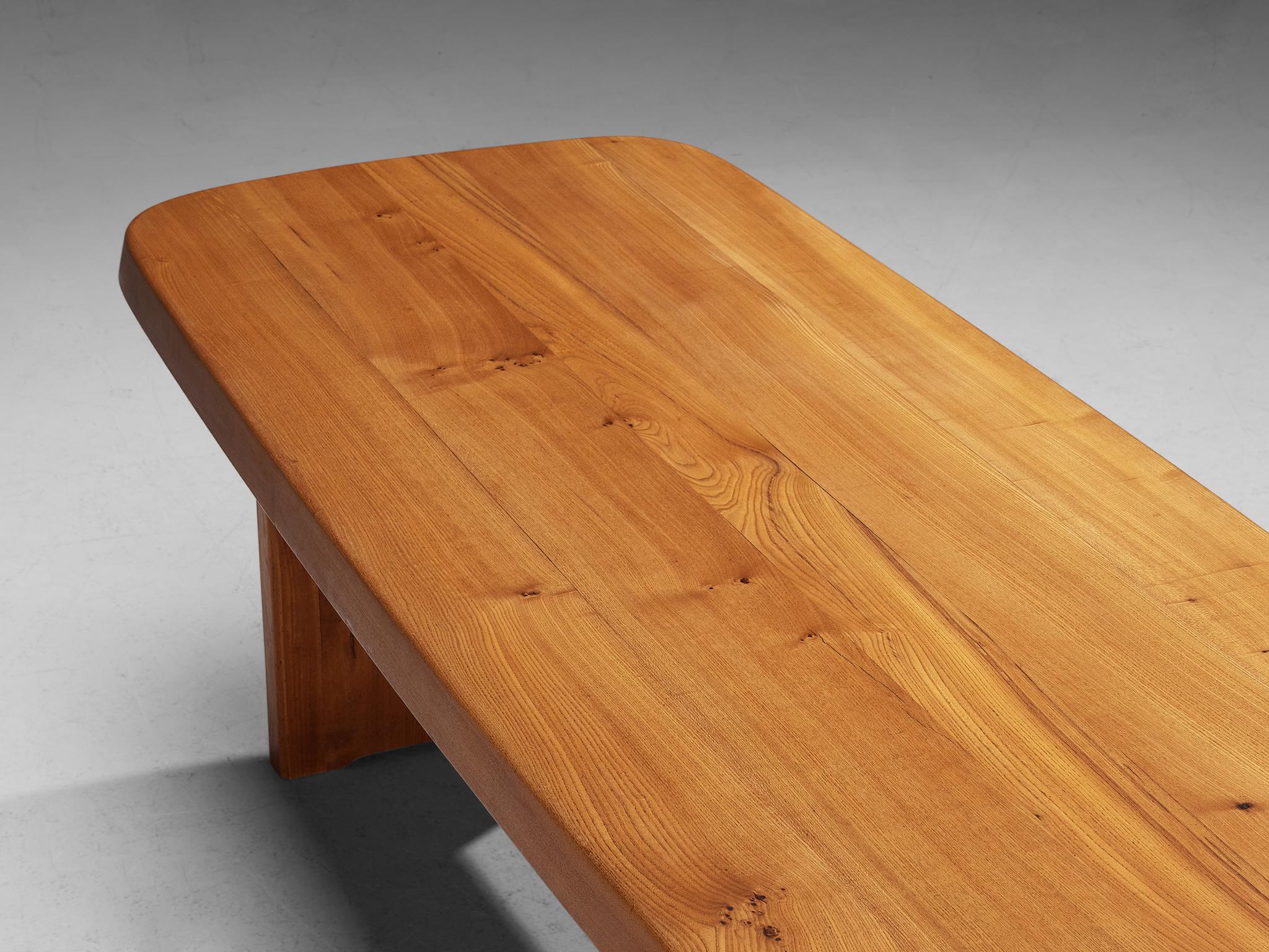 Mid-Century Modern Early Pierre Chapo 'T20A' Dining Table in Solid Elm 