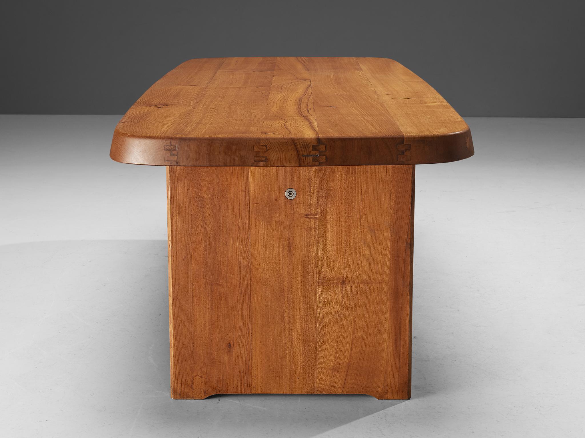 Late 20th Century Early Pierre Chapo 'T20A' Dining Table in Solid Elm 