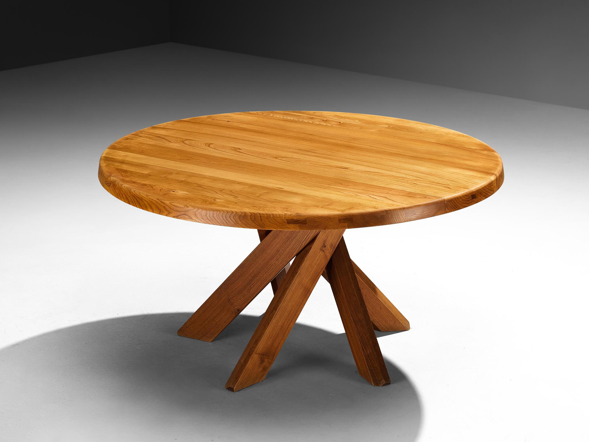 Pierre Chapo, dining table, model 'T21D', solid elm, France, 1970s

This table is one of the early editions designed by Pierre Chapo, known for his hallmark use of solid elmwood and a commitment to pure and clean design and construction principles.