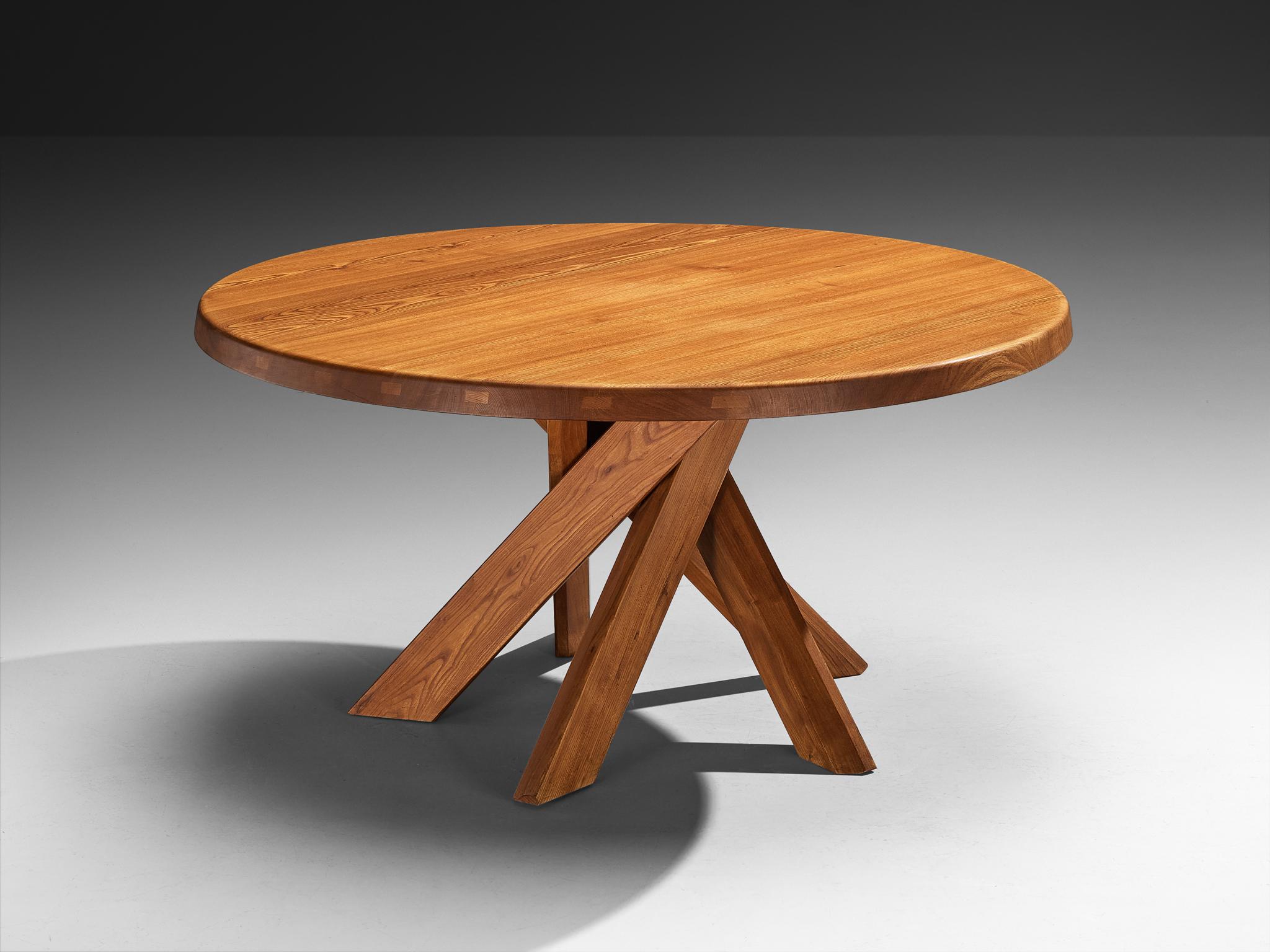 Pierre Chapo, dining table, model 'T21D', solid elm, France, 1981

This table is one of the early editions designed by Pierre Chapo, known for his hallmark use of solid elmwood and a commitment to pure and clean design and construction principles.