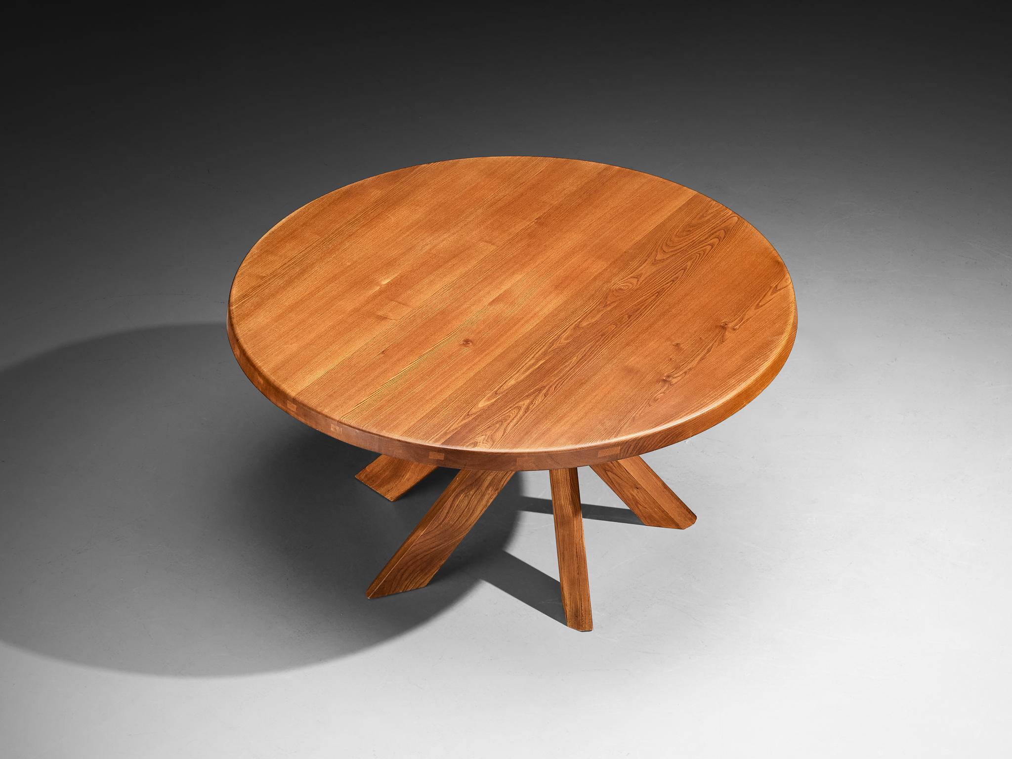 Pierre Chapo 'T21 D' Dining Table in Solid Elm In Good Condition For Sale In Waalwijk, NL