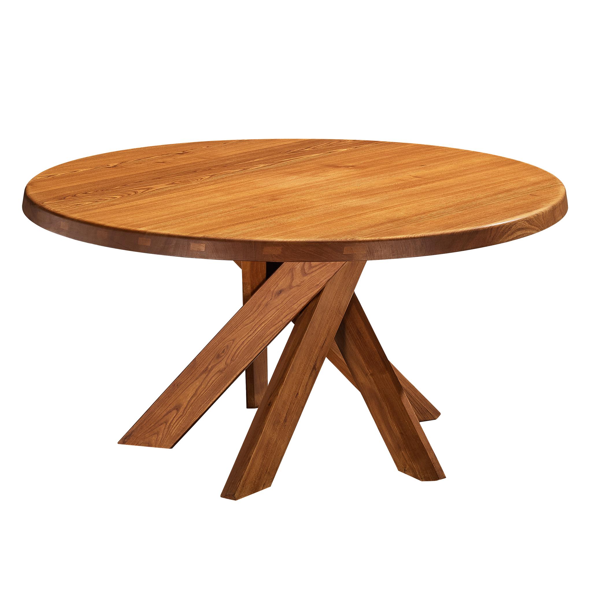 Pierre Chapo 'T21 D' Dining Table in Solid Elm For Sale