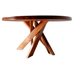 Table de salle à manger Pierre Chapo T21 en orme massif, années 1960