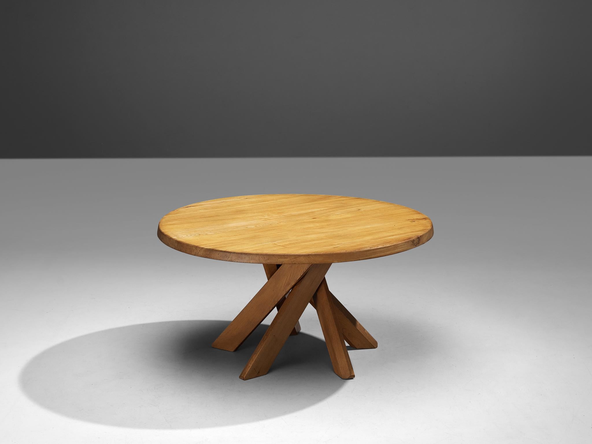 Early Pierre Chapo 'T21' Dining Table in Solid Elm 4