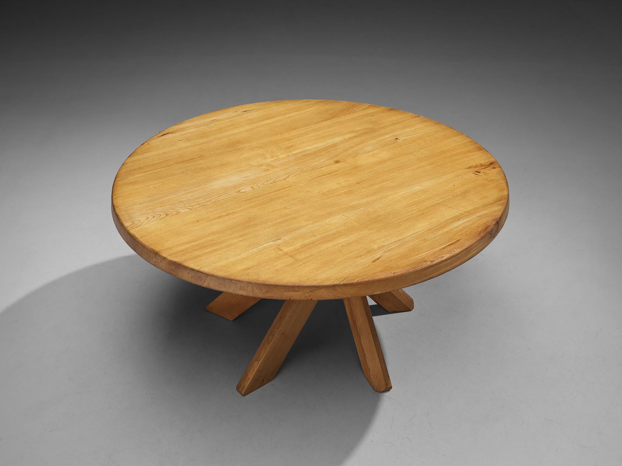 French Early Pierre Chapo 'T21' Dining Table in Solid Elm