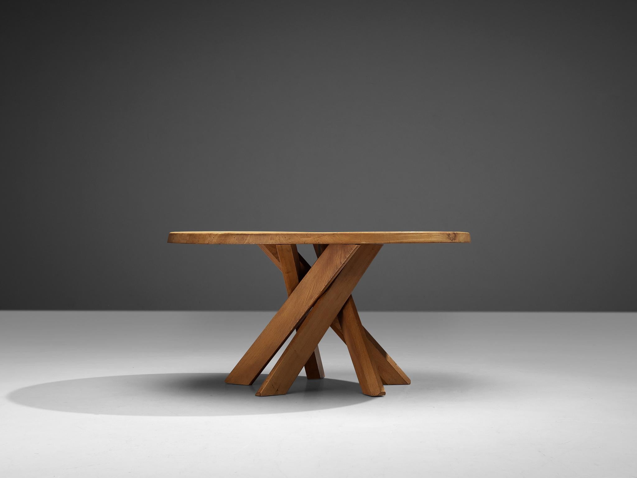 Early Pierre Chapo 'T21' Dining Table in Solid Elm 3