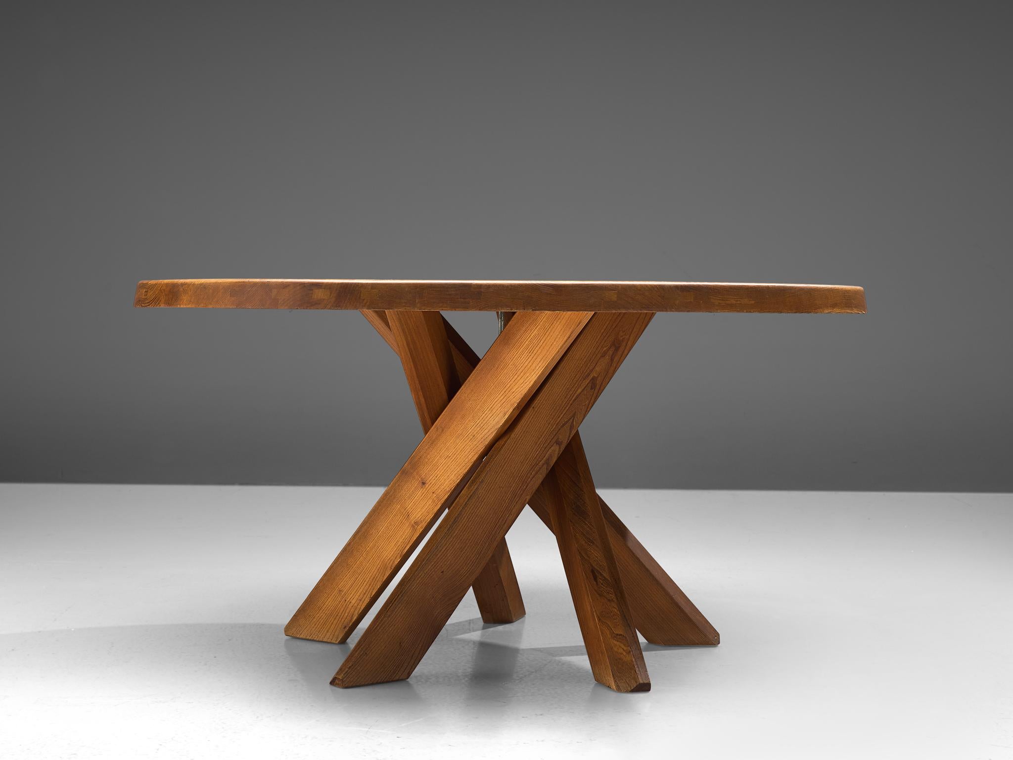 Mid-Century Modern Pierre Chapo T21 Dining Table in Solid Elm