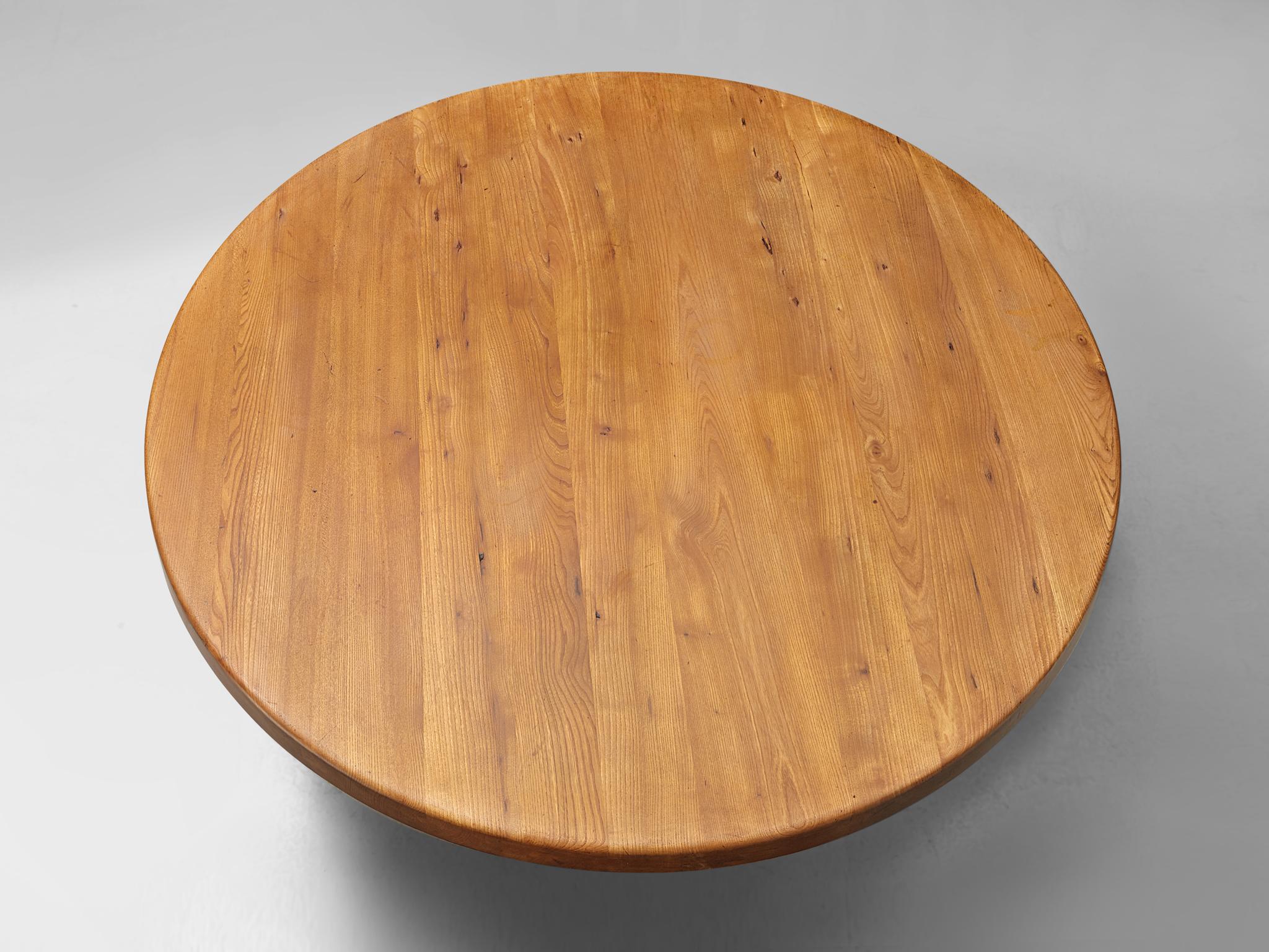 Pierre Chapo T21 Dining Table in Solid Elm In Good Condition In Waalwijk, NL