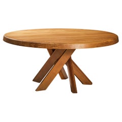 Pierre Chapo 'T21' Dining Table in Solid Elm, 1M60 diameter