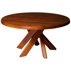 Pierre Chapo T21D Round Dining Table in Solid Elm