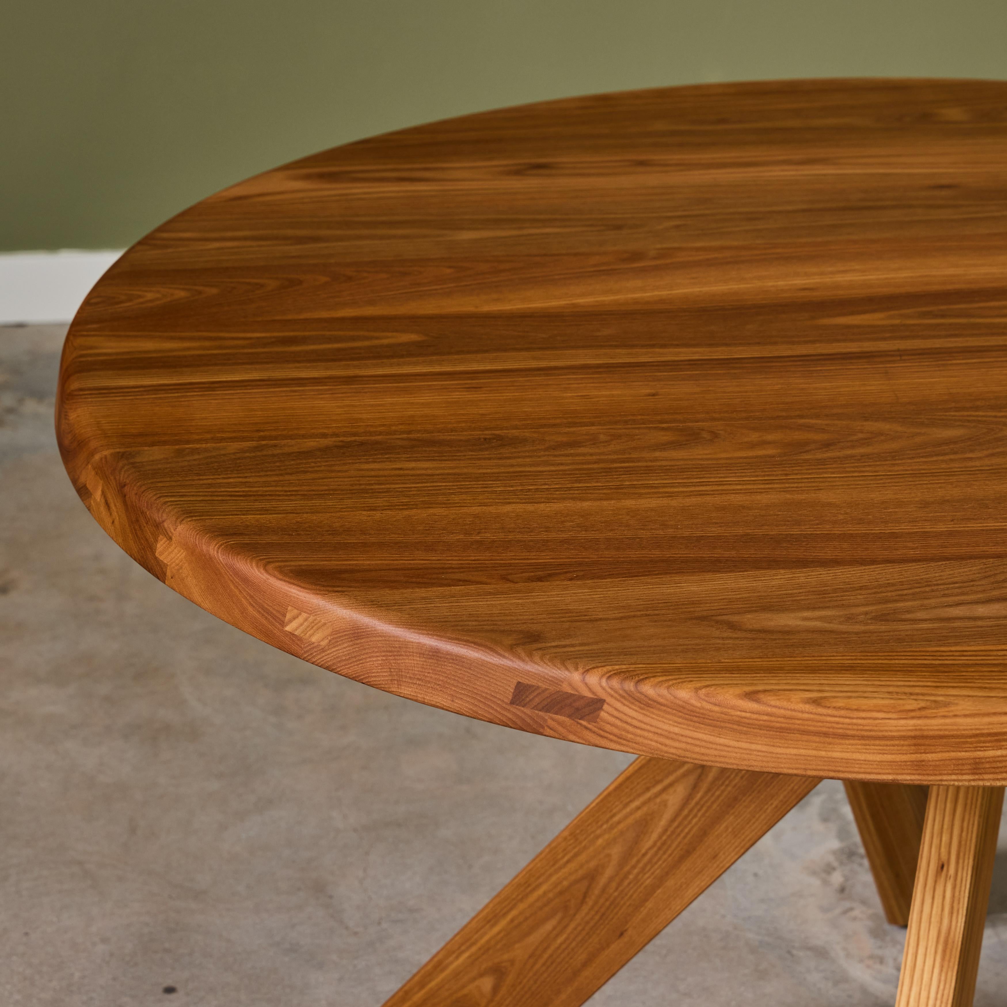 Pierre Chapo 'T21 Sfax' Table en bois d'orme massif fabriquée à la main pour Chapo Création en vente 4