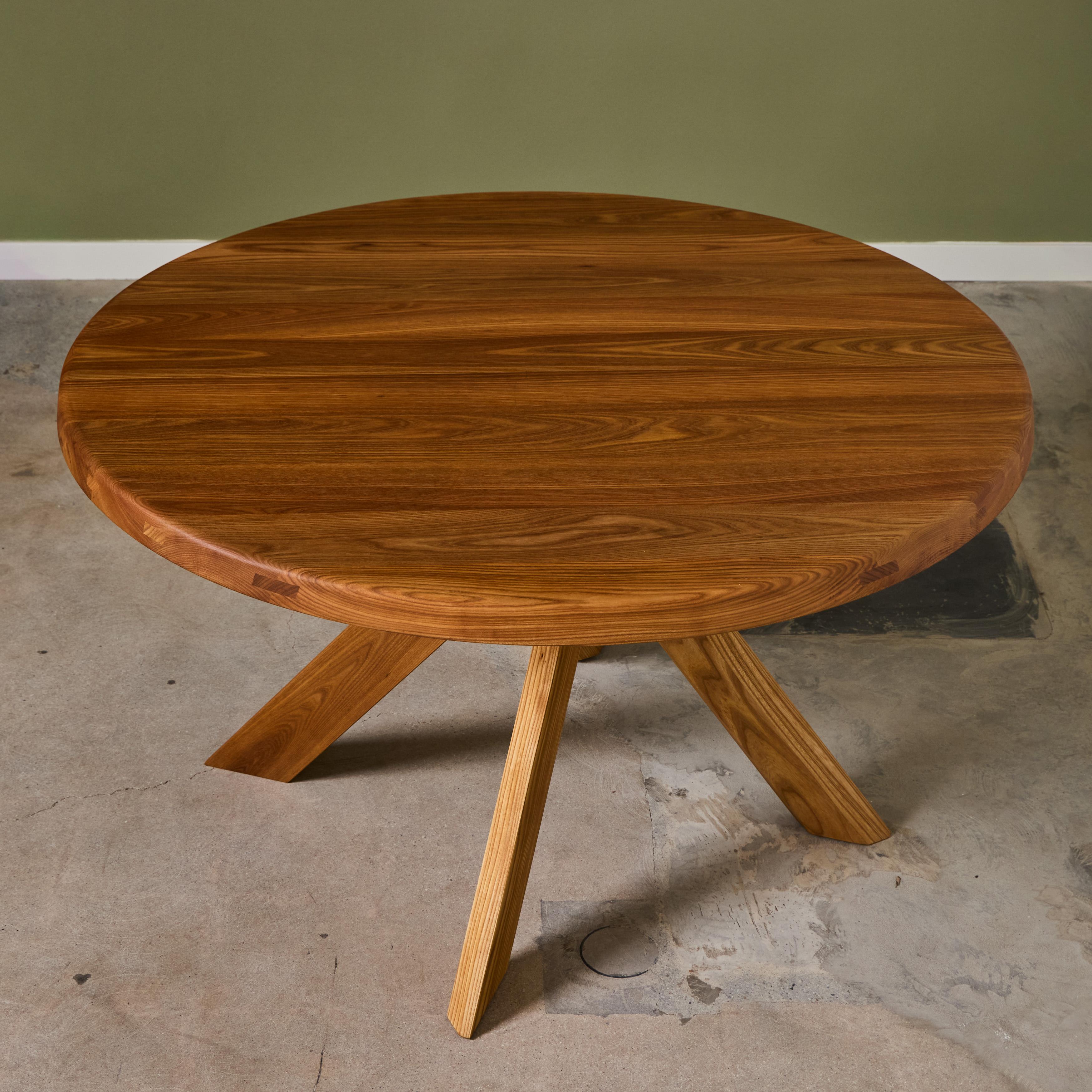 Mid-Century Modern Pierre Chapo 'T21 Sfax' Table en bois d'orme massif fabriquée à la main pour Chapo Création en vente
