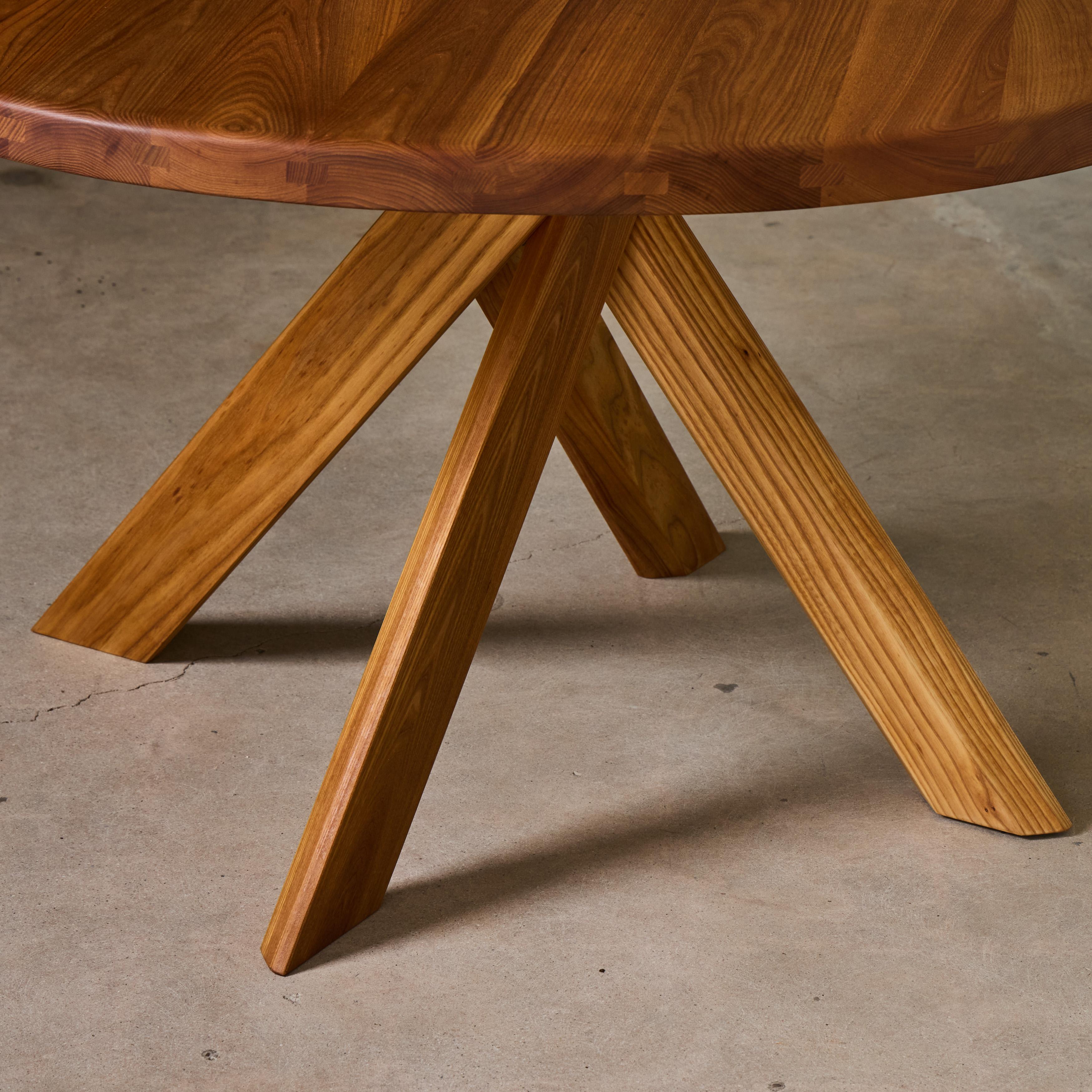 Pierre Chapo 'T21 Sfax' Table en bois d'orme massif fabriquée à la main pour Chapo Création Excellent état - En vente à Glendale, CA