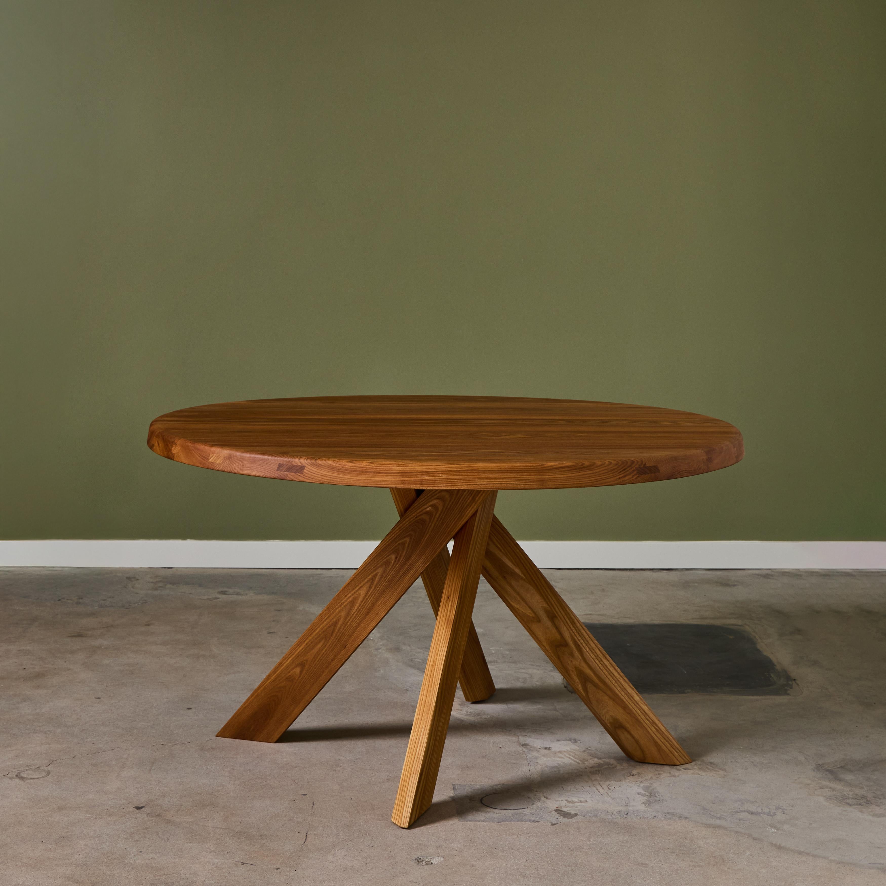 XXIe siècle et contemporain Pierre Chapo 'T21 Sfax' Table en bois d'orme massif fabriquée à la main pour Chapo Création en vente