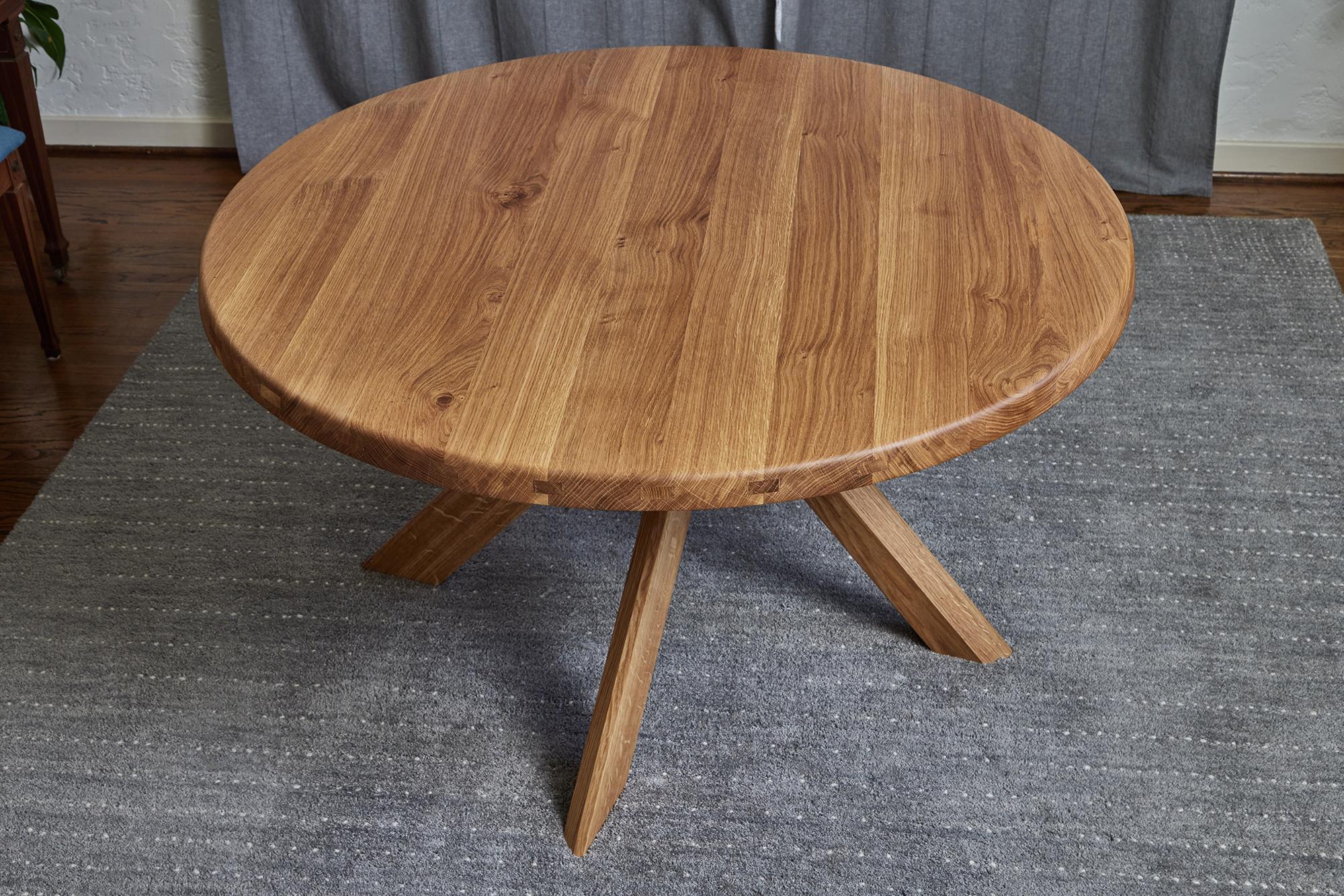 Pierre Chapo 'T21 Sfax' Handcrafted Solid Oak Wood Table for Chapo Création For Sale 10