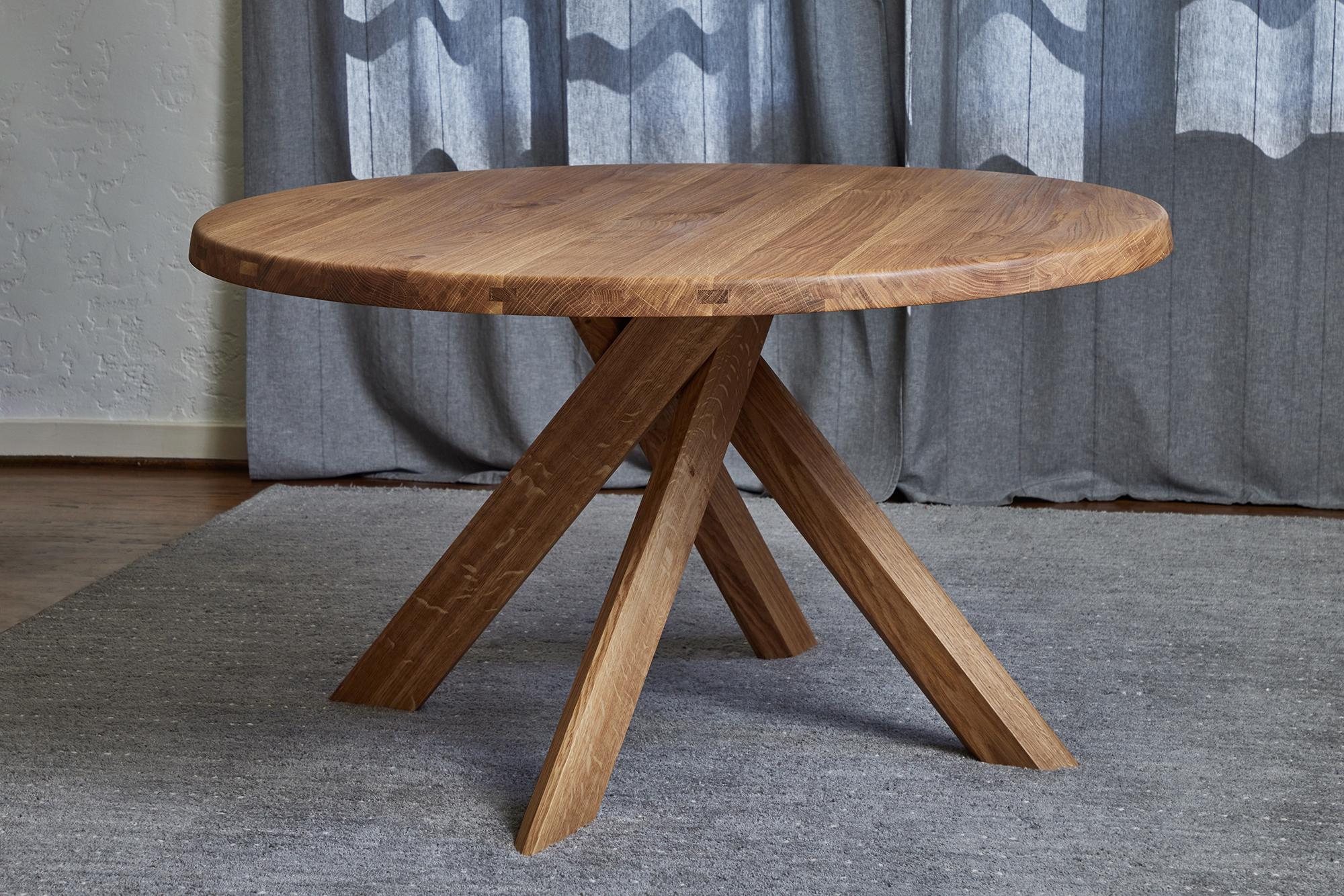 Pierre Chapo 'T21 Sfax' Handcrafted Solid Oak Wood Table for Chapo Création For Sale 11
