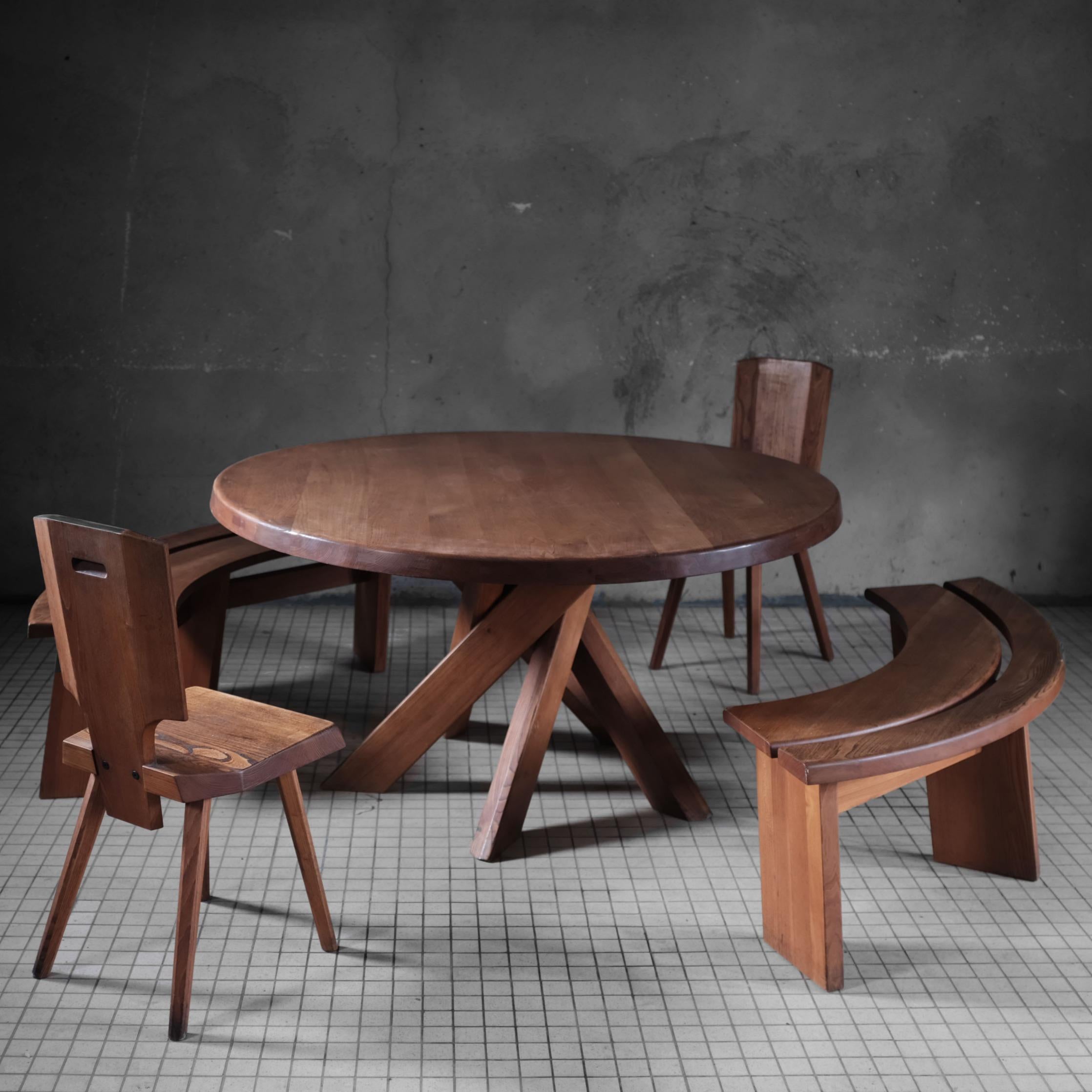 Pierre Chapo 'T21 Sfax' Table en bois de chêne massif fabriquée à la main pour Chapo Création Excellent état - En vente à Glendale, CA