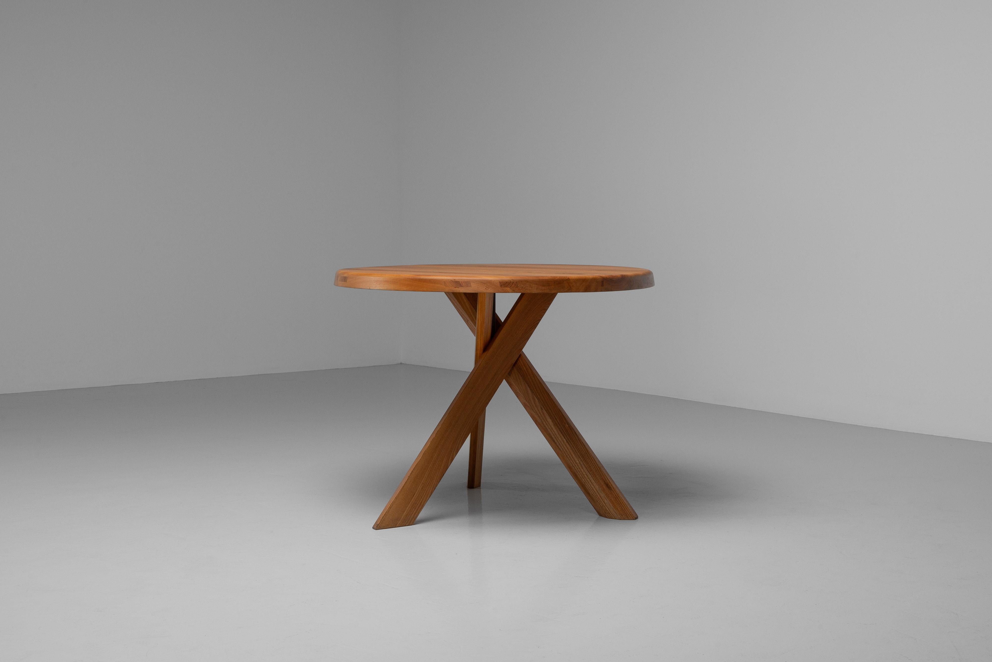 Pierre Chapo T21a dining table in Elmwood France 1960 2