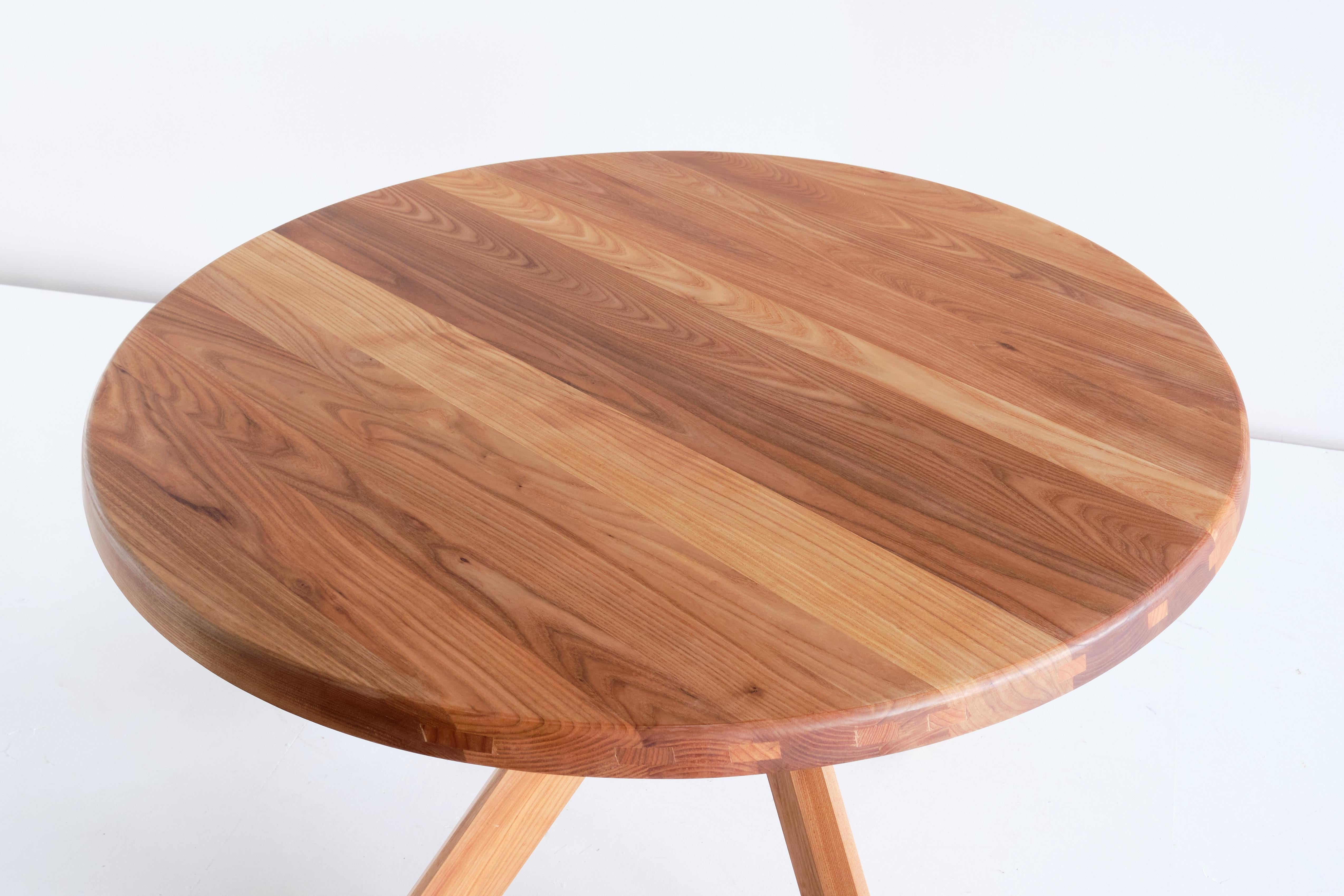 Mid-Century Modern Pierre Chapo T21B Dining Table in Solid Elm, Chapo Creation, France