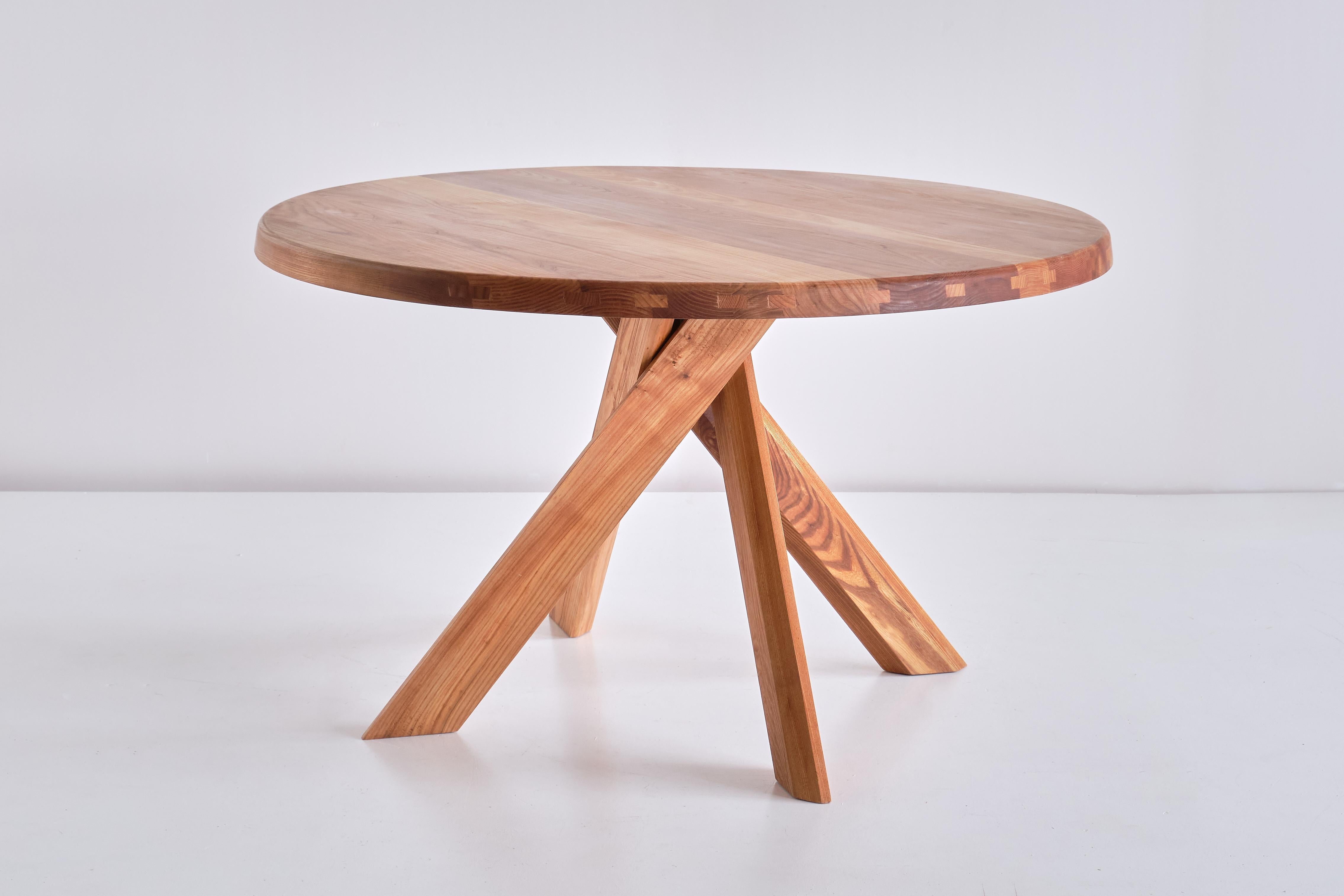 French Pierre Chapo T21B Dining Table in Solid Elm, Chapo Creation, France