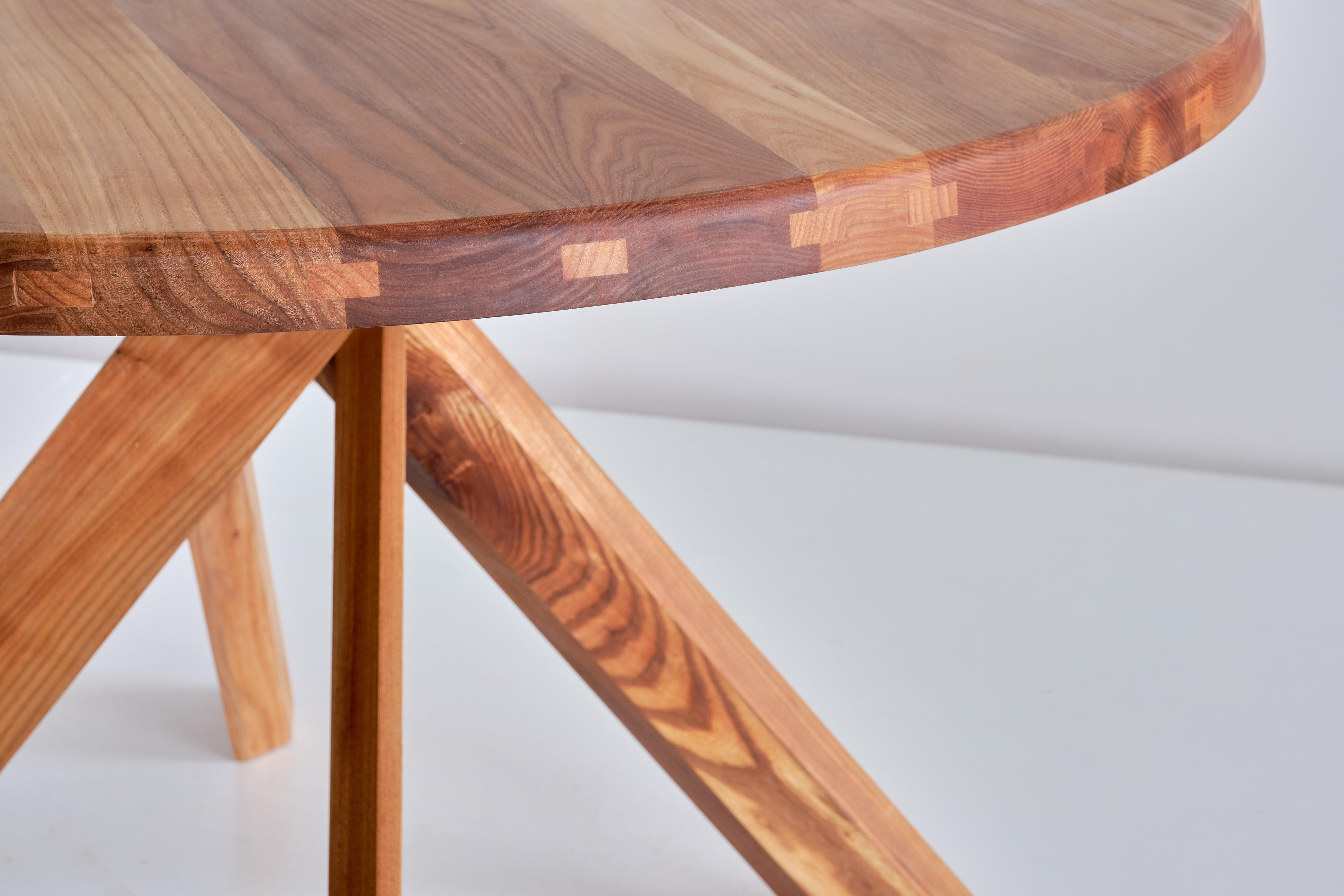 Oiled Pierre Chapo T21B Dining Table in Solid Elm, Chapo Creation, France