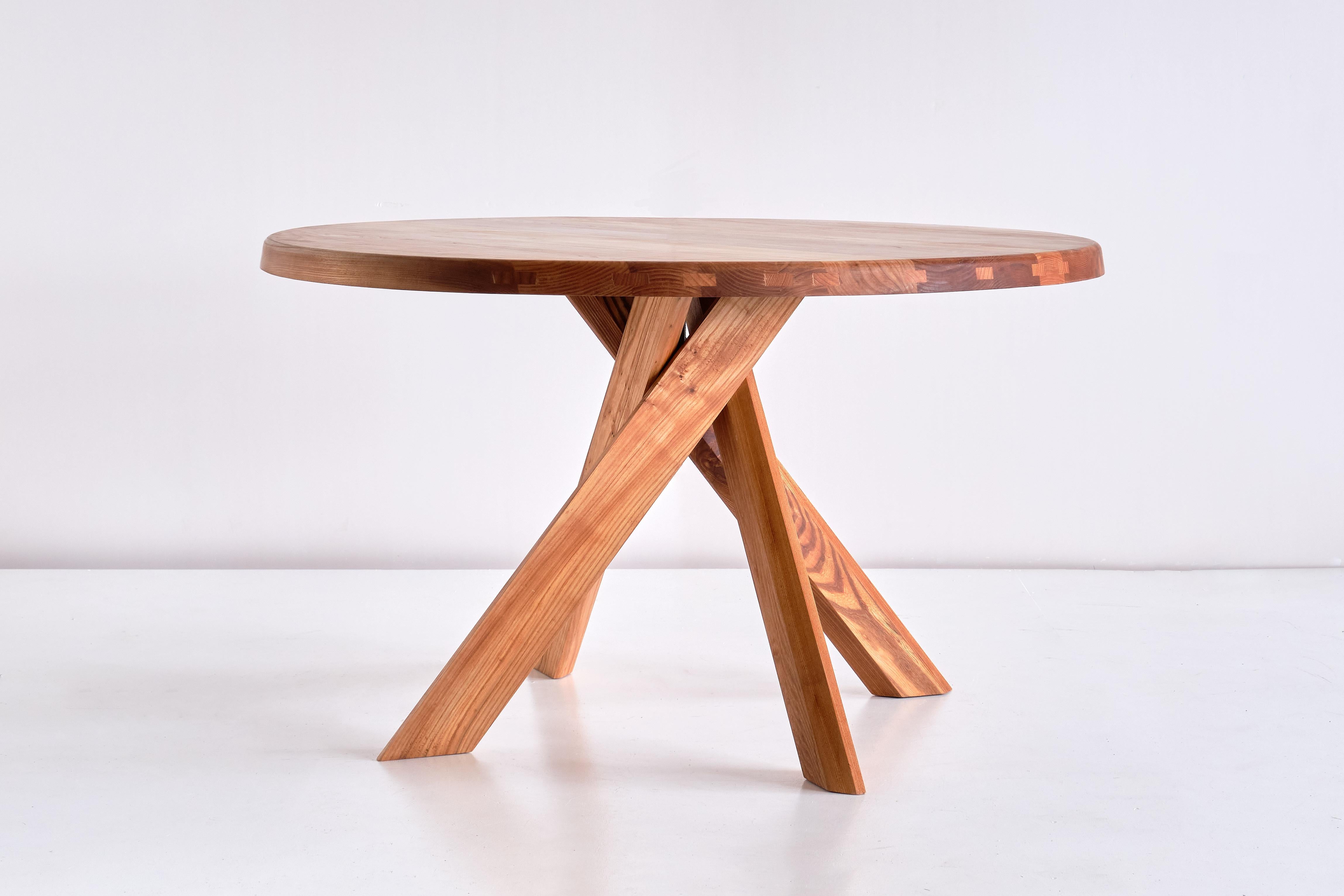 Contemporary Pierre Chapo T21B Dining Table in Solid Elm, Chapo Creation, France