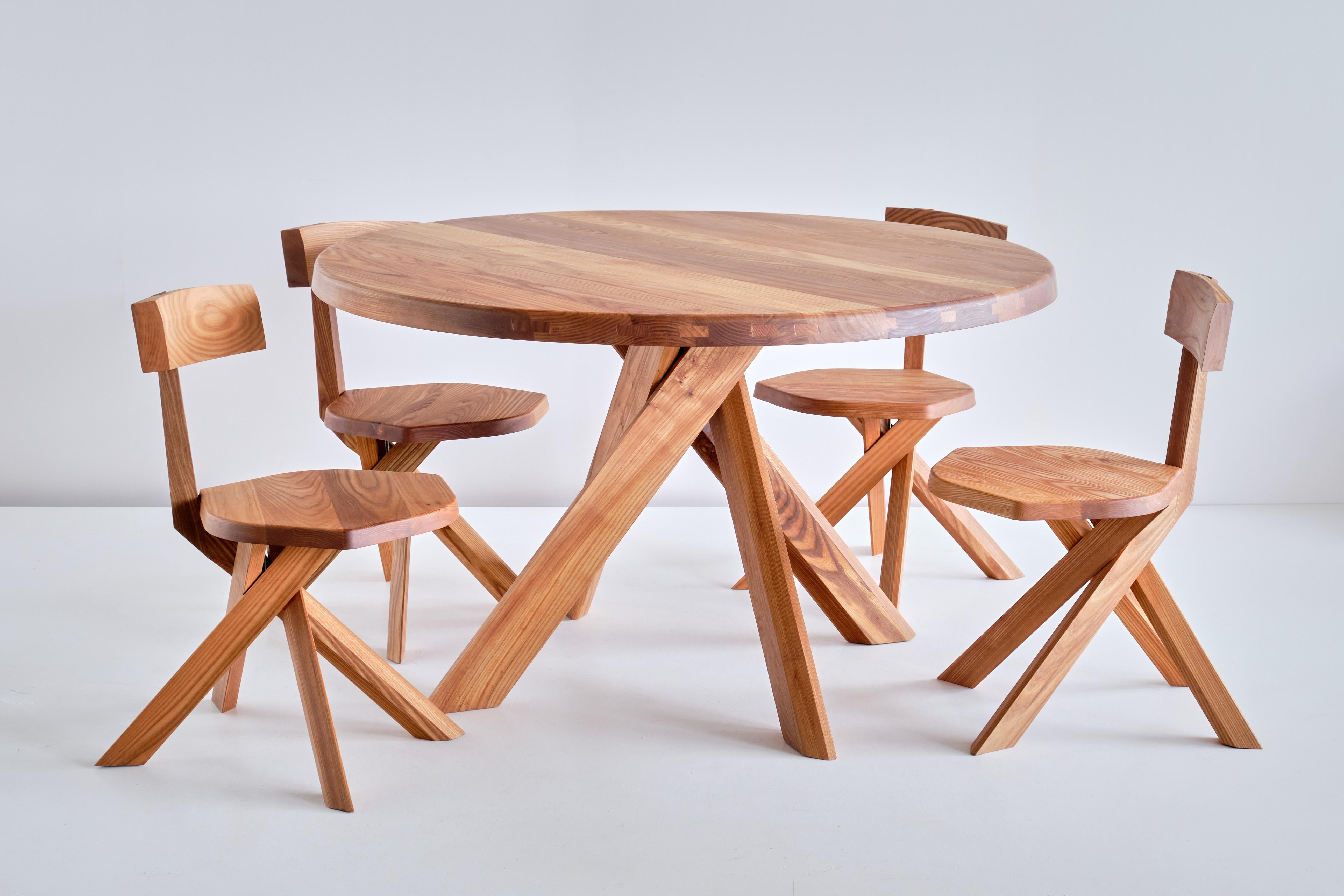 Pierre Chapo T21B Dining Table in Solid Elm, Chapo Creation, France 1