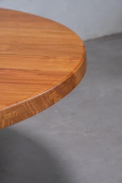 Pierre Chapo T21D, round table made out of elm wood with iconic base