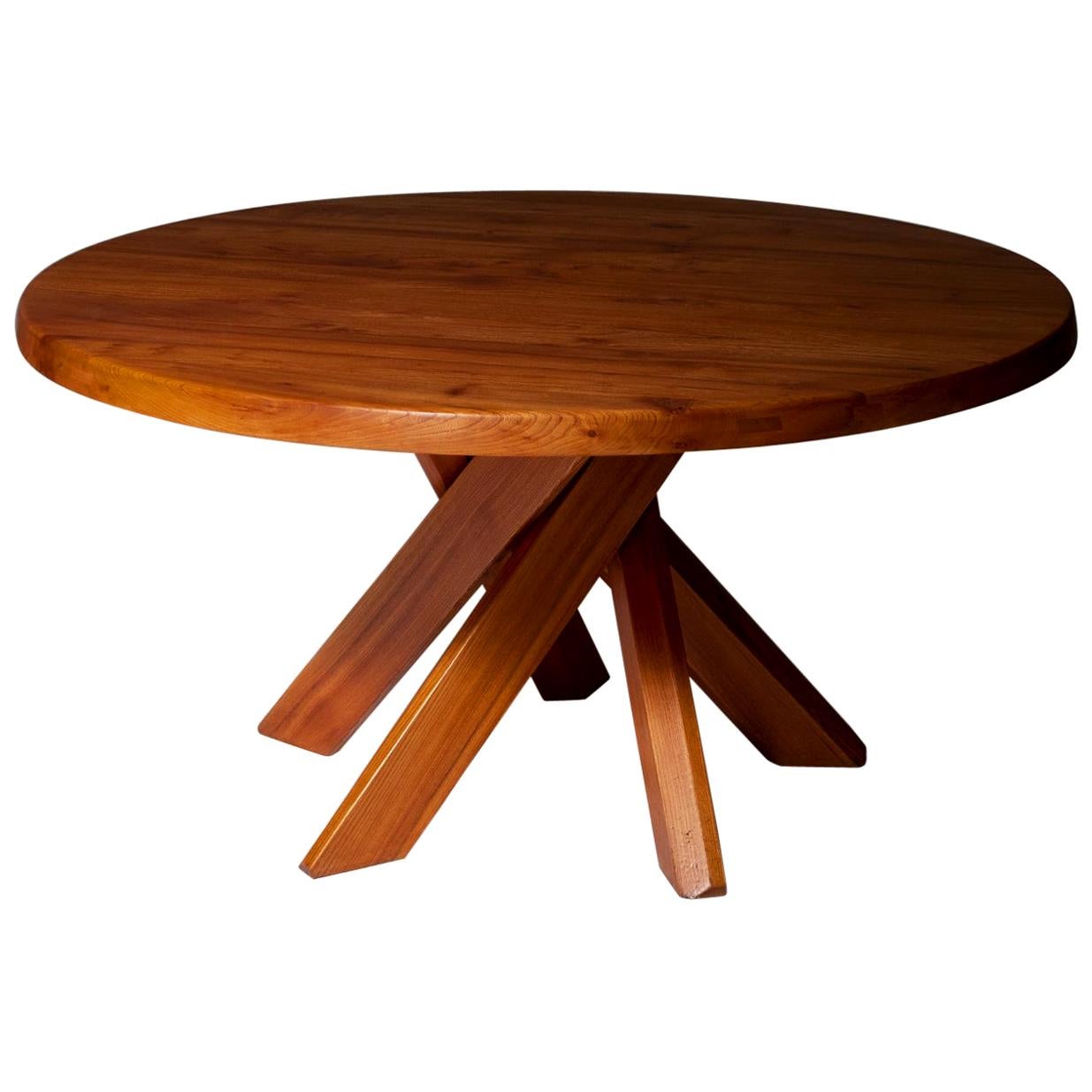 Pierre Chapo T21D Round Dining Table in Solid Elm