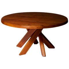 Pierre Chapo T21D Round Dining Table in Solid Elm