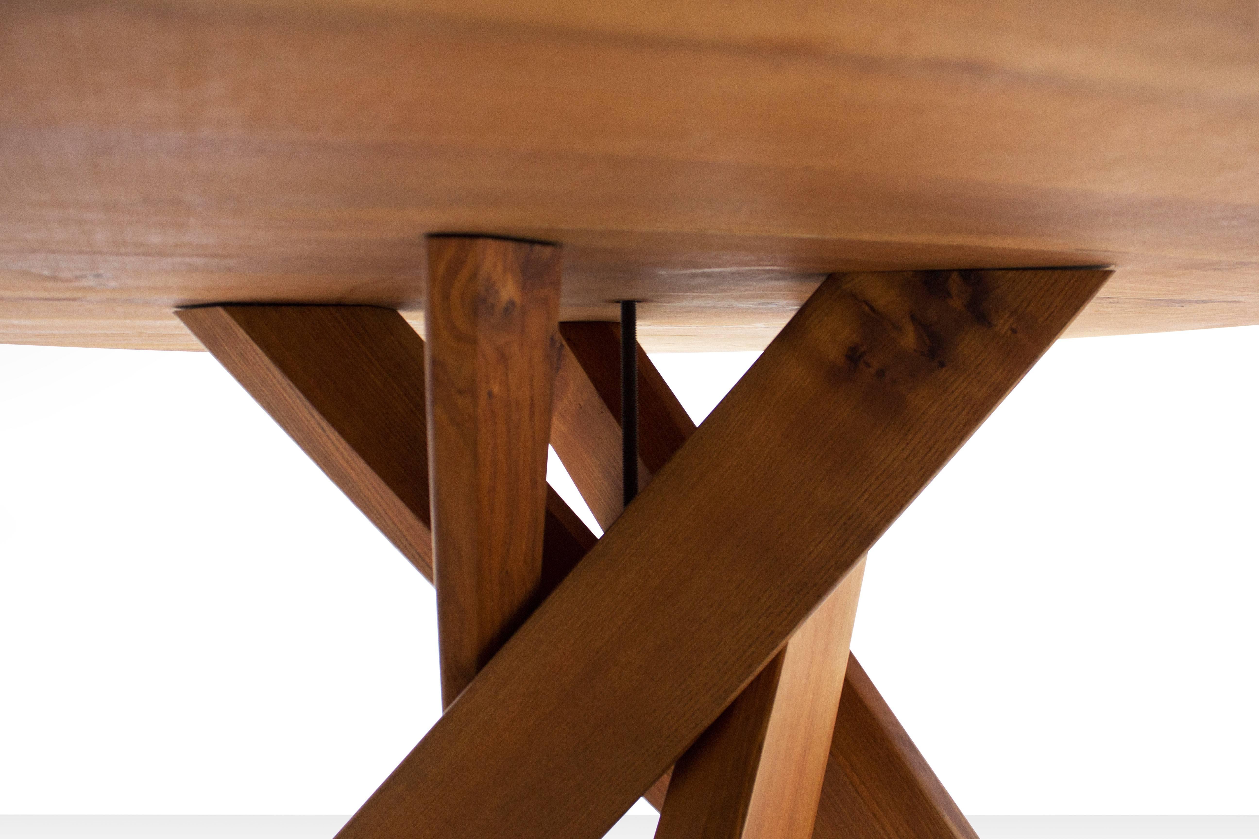 Pierre Chapo T21D Round Dining Table in Solid Elm, France, 1960s 1