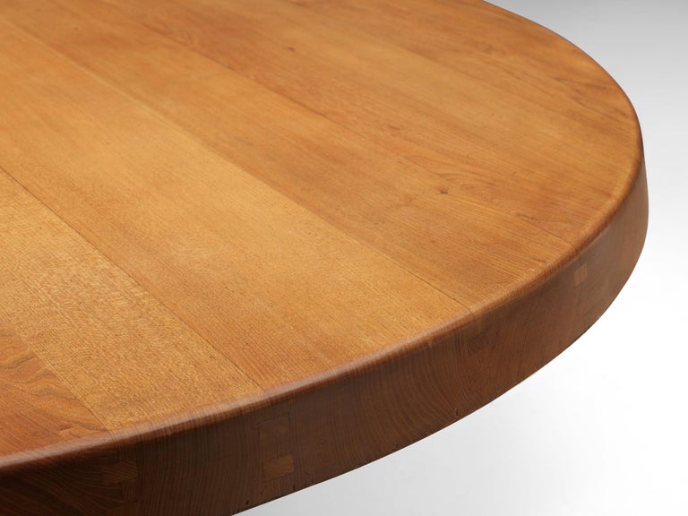 Mid-20th Century Large Pierre Chapo T21E 'Sfax' Dining Table in Solid Elm , Dm 160cm/63 in.