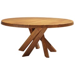 Pierre Chapo T21E 'Sfax' Round Dining Table in Solid Elm