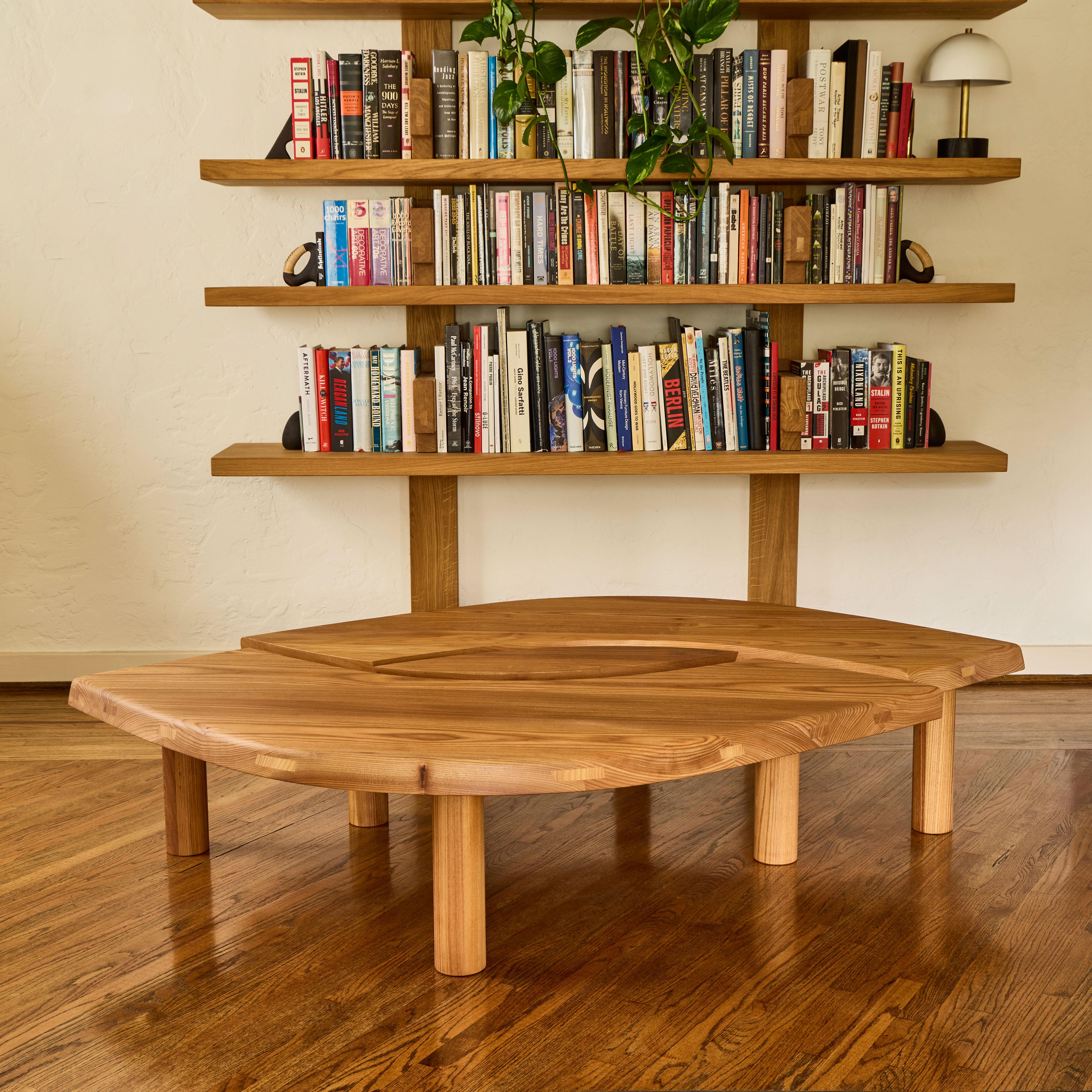 Pierre Chapo 'T22 Bow' Handcrafted Modular Low Table in Elm for Chapo Création For Sale 2