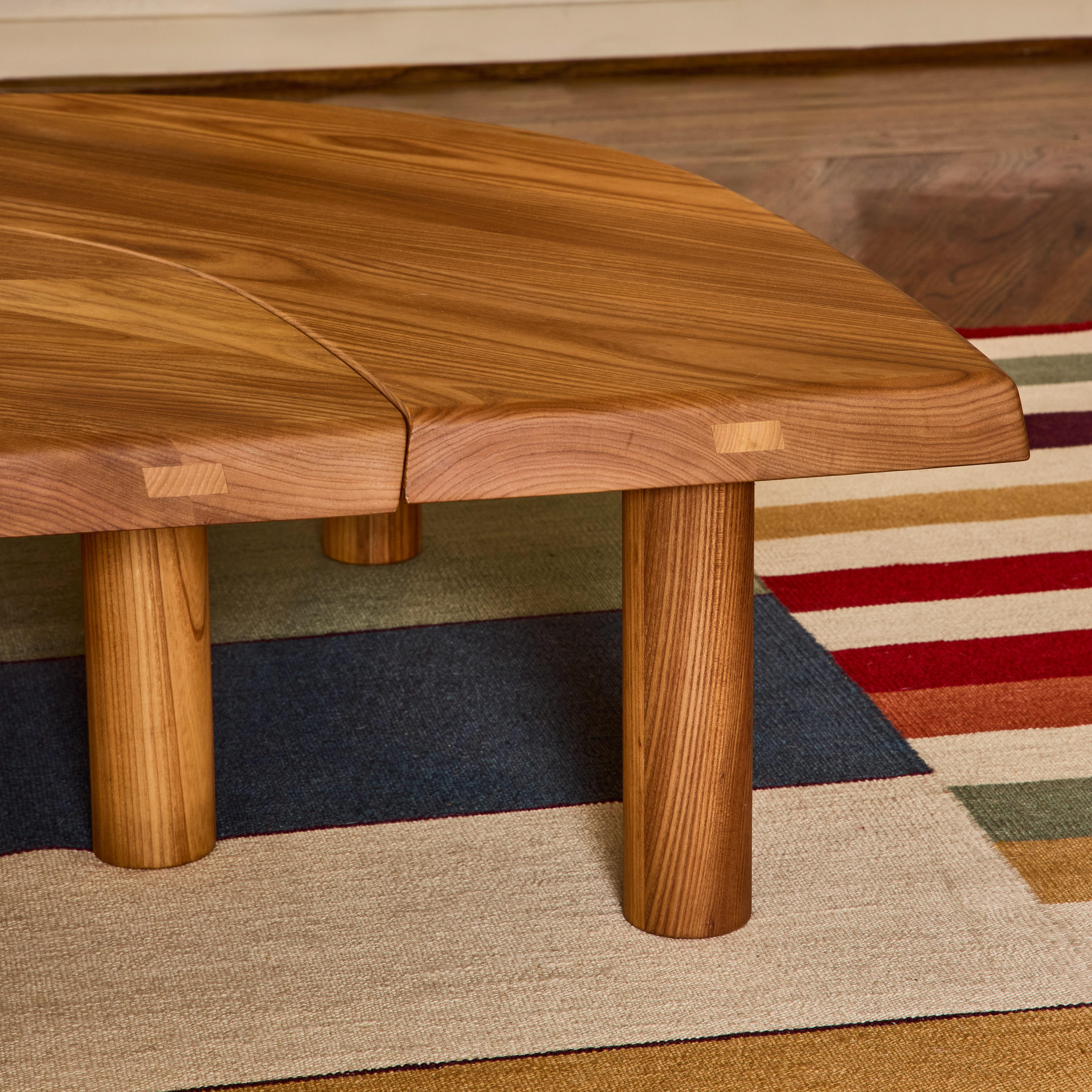 Pierre Chapo 'T22 Bow' Handcrafted Modular Low Table in Elm for Chapo Création For Sale 3