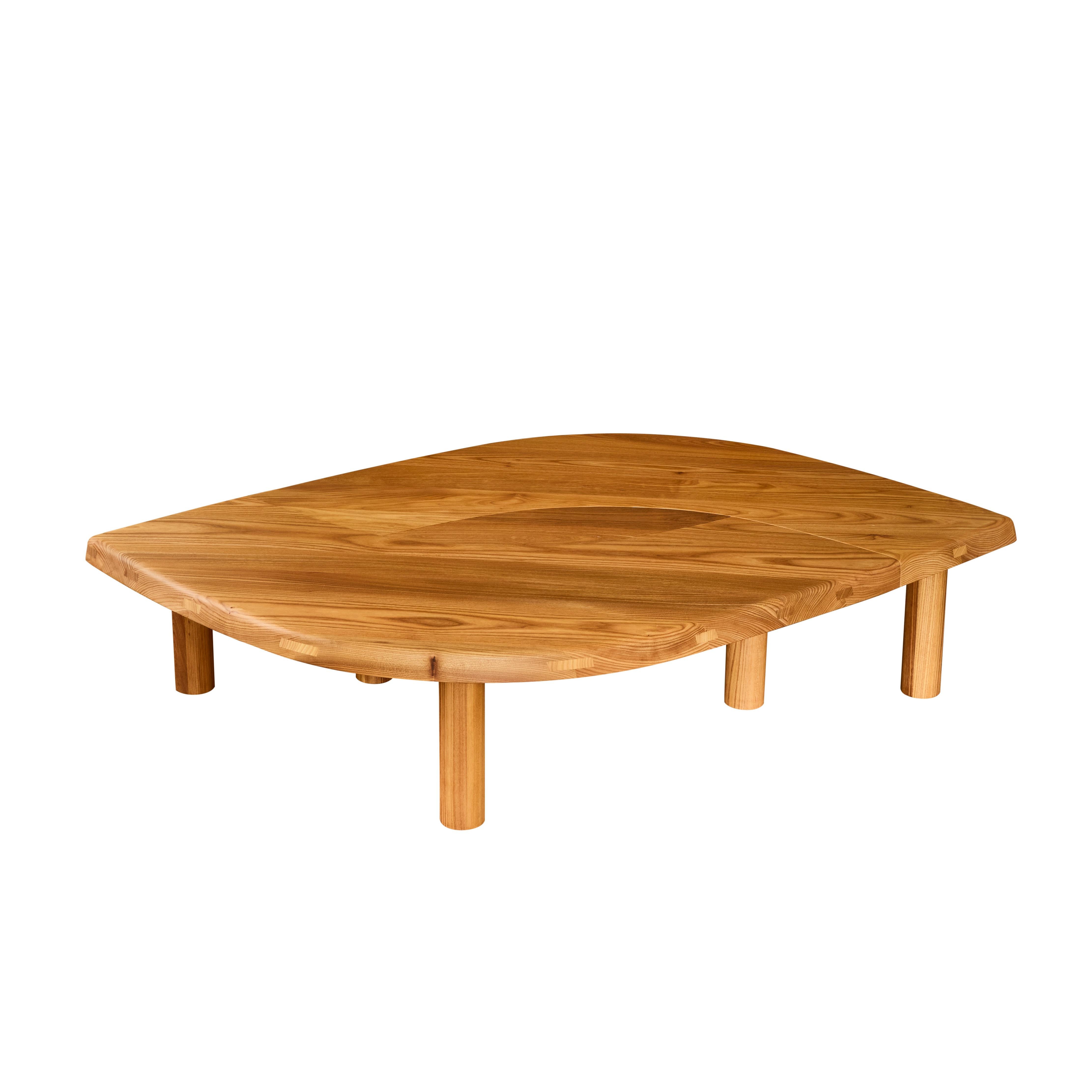 Pierre Chapo 'T22 Bow' Handcrafted Modular Low Table in Elm for Chapo Création For Sale 4