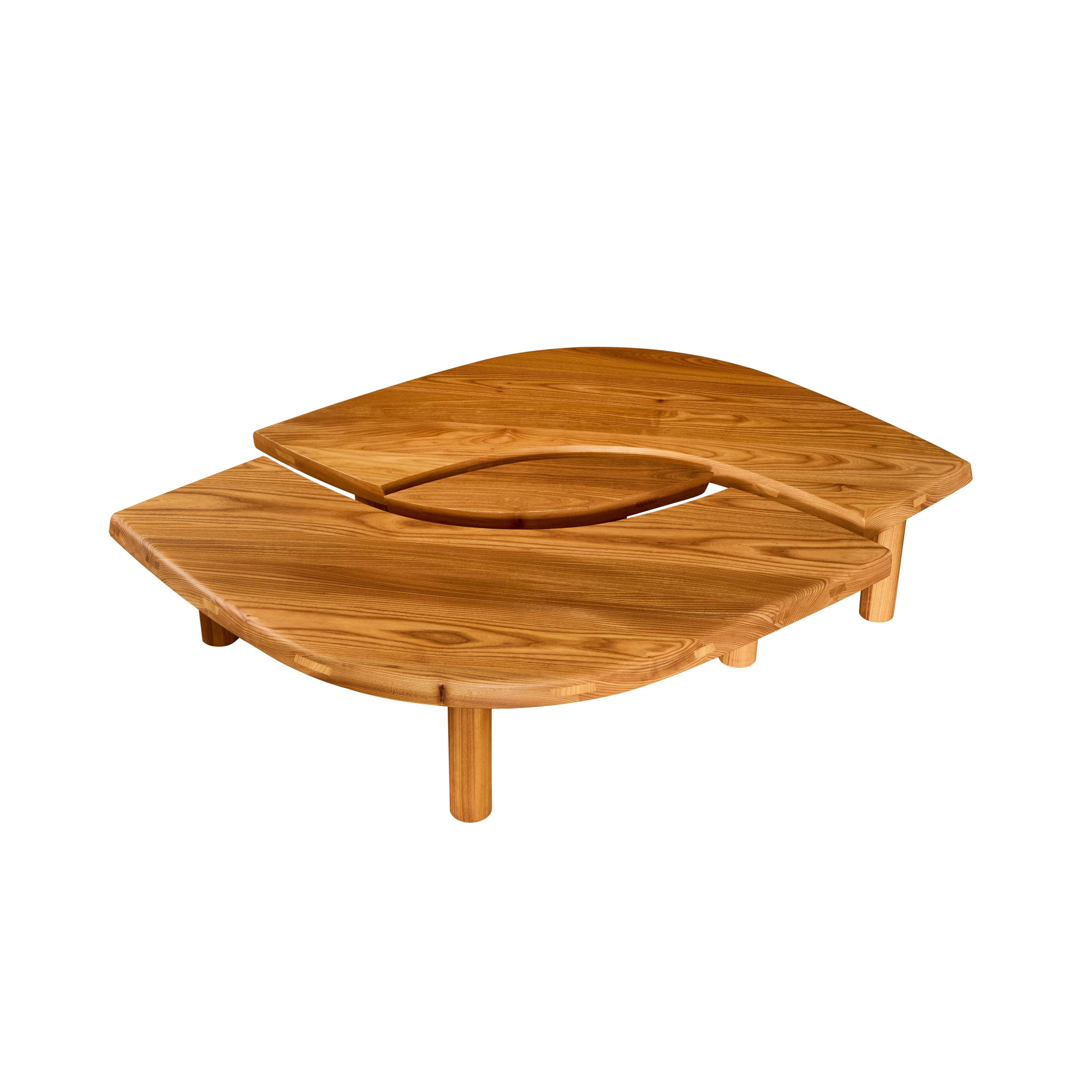 Pierre Chapo 'T22 Bow' Handcrafted Modular Low Table in Elm for Chapo Création For Sale 5