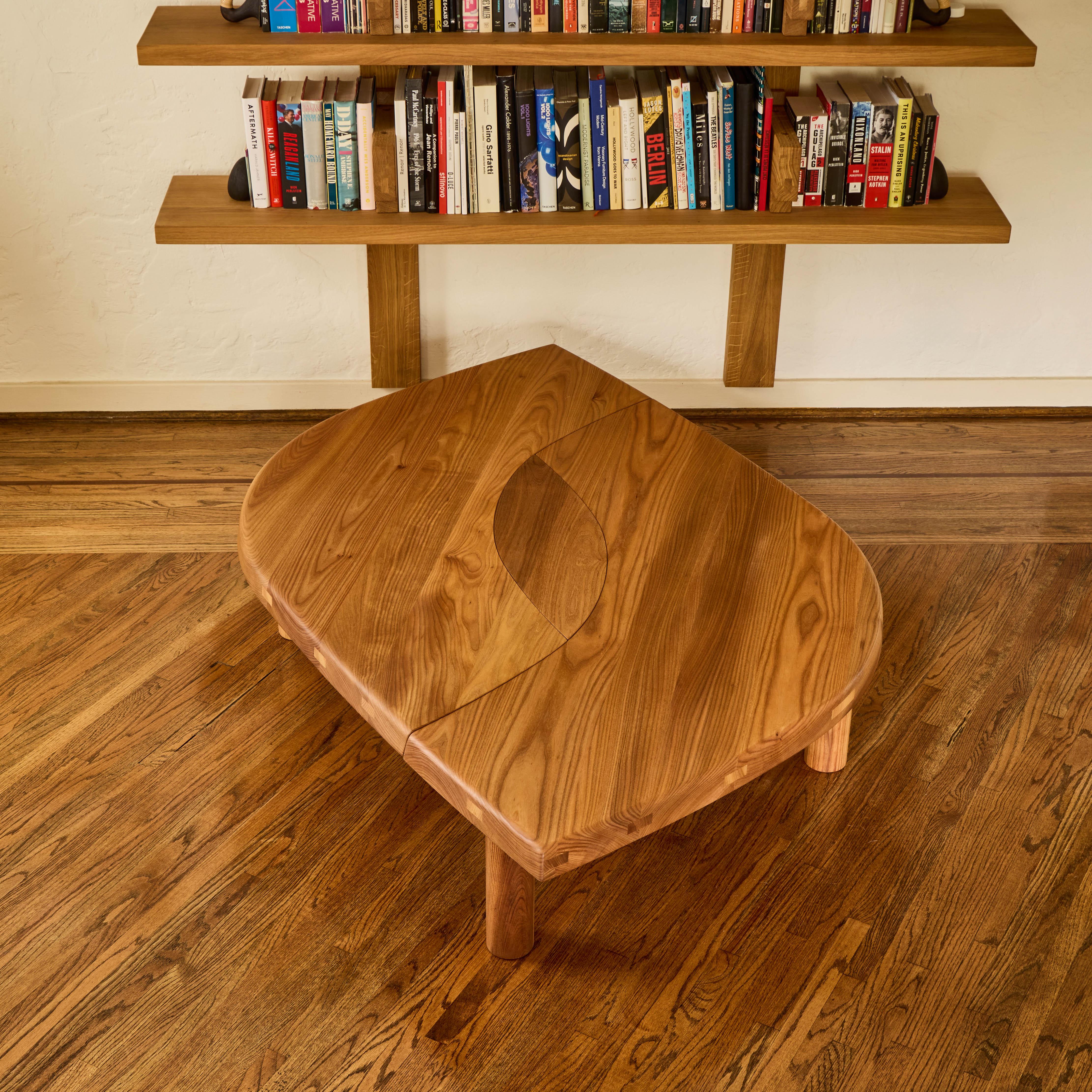 Hardwood Pierre Chapo 'T22 Bow' Handcrafted Modular Low Table in Elm for Chapo Création For Sale