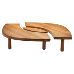 Retro Pierre Chapo "T22" Elm Coffee Table, France 1970s