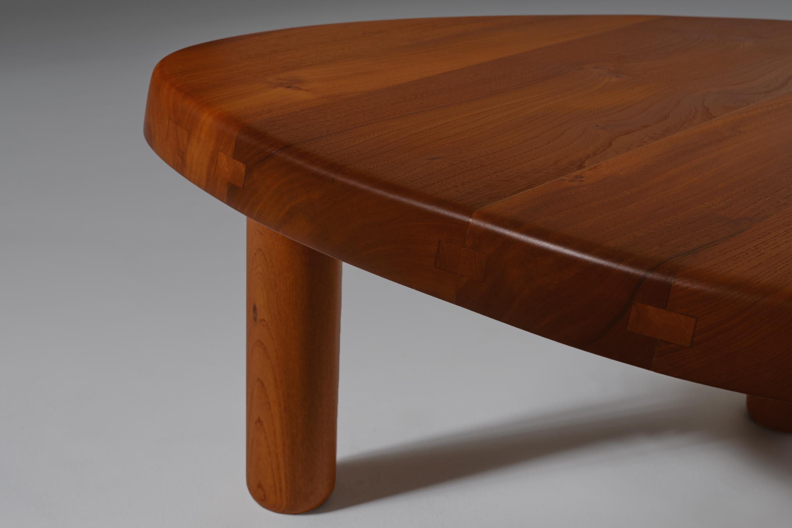 French Pierre Chapo ‘T23’ Solid Elm Side Table