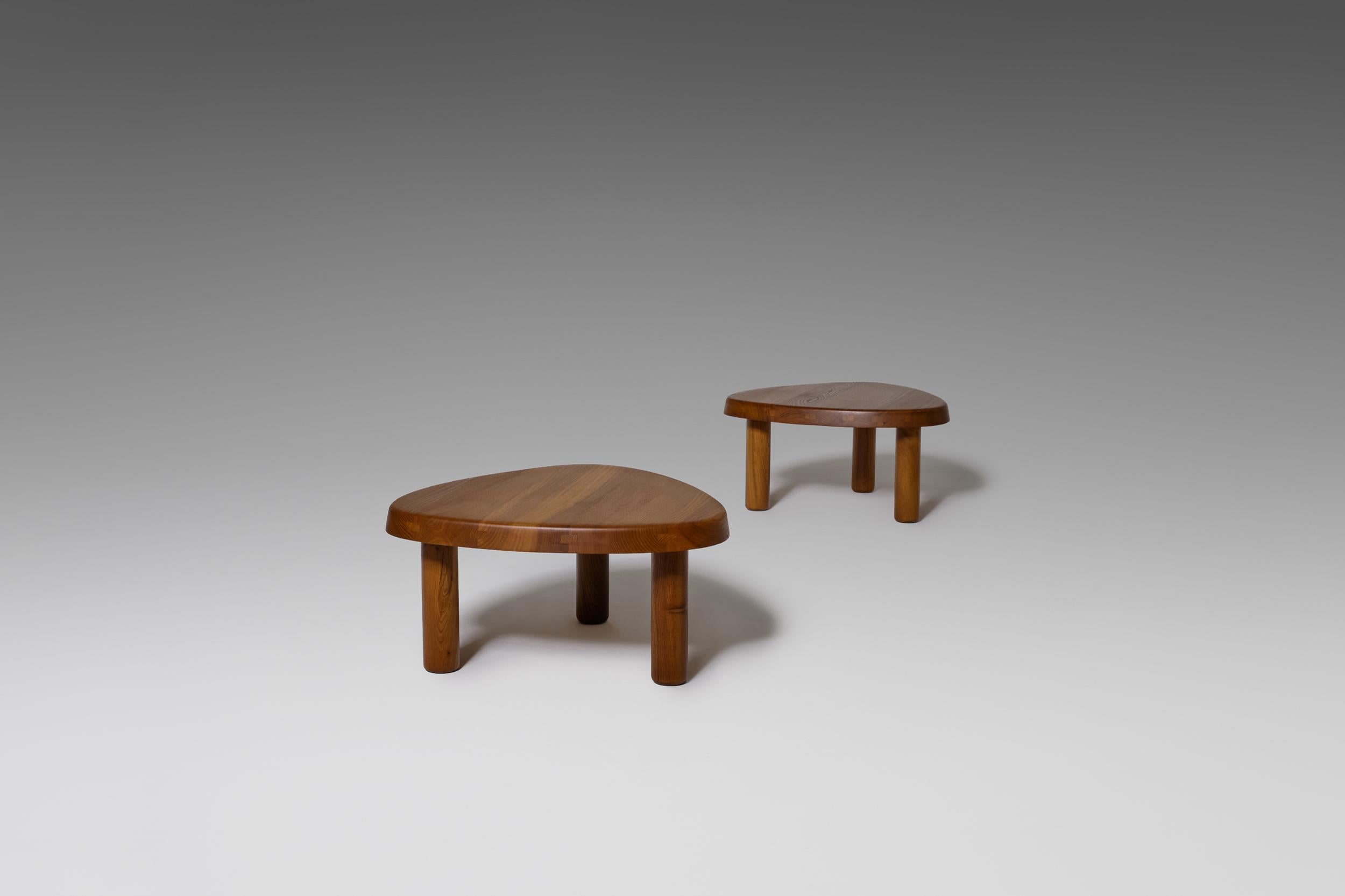 Pierre Chapo ‘T23’ Solid Elm Side Tables, Set of Two 5