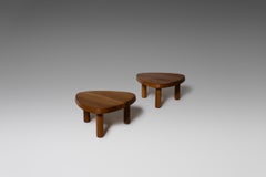 Tables d'appoint en orme massif Pierre Chapo 'T23':: lot de deux