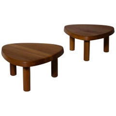 Pierre Chapo ‘T23’ Solid Elm Side Tables, Set of Two
