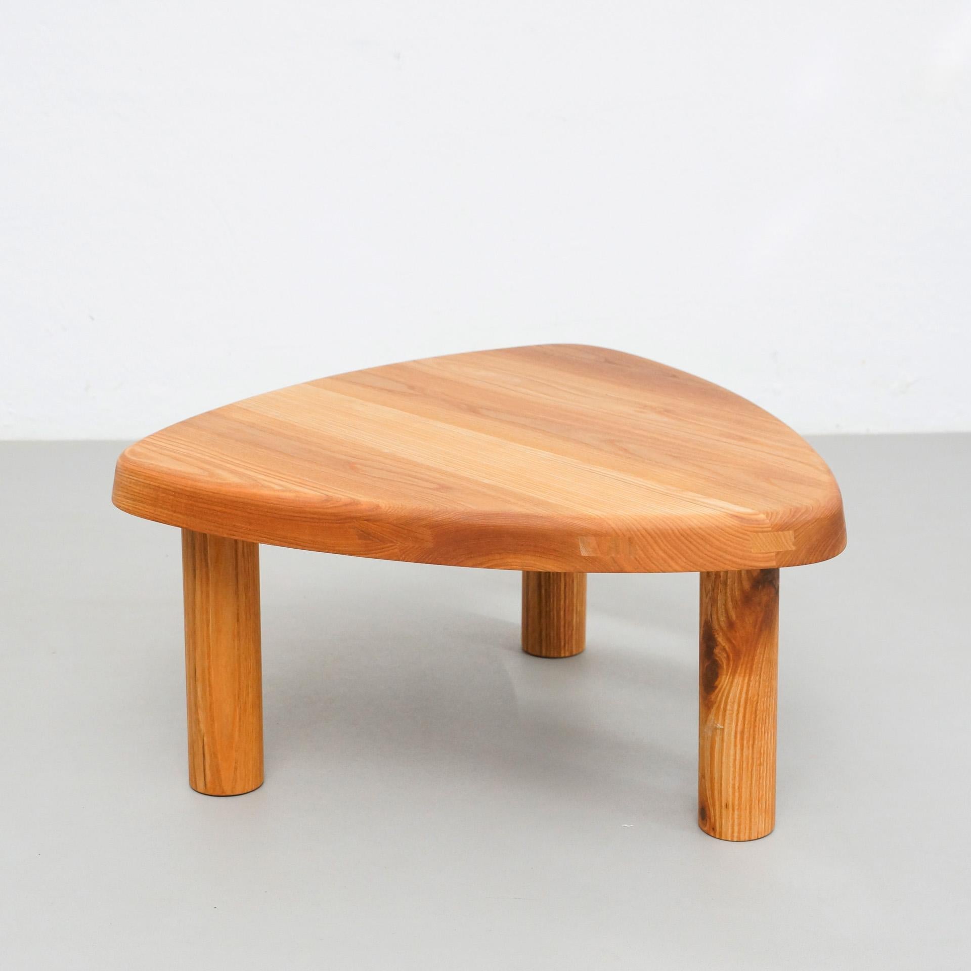 Mid-Century Modern Pierre Chapo T23 Solid Elm Wood Formalist Side Table